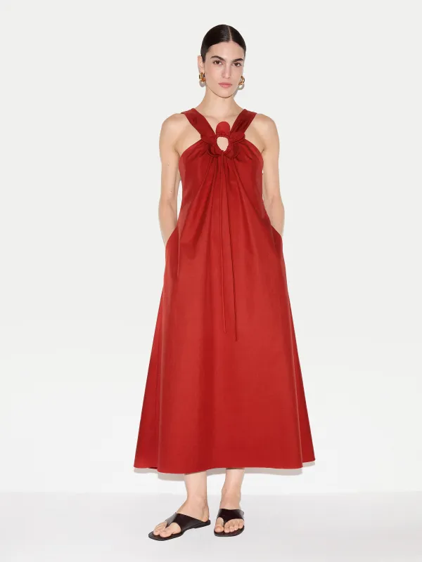 Flower Applique Cotton Dress | Red made by Jigsaw