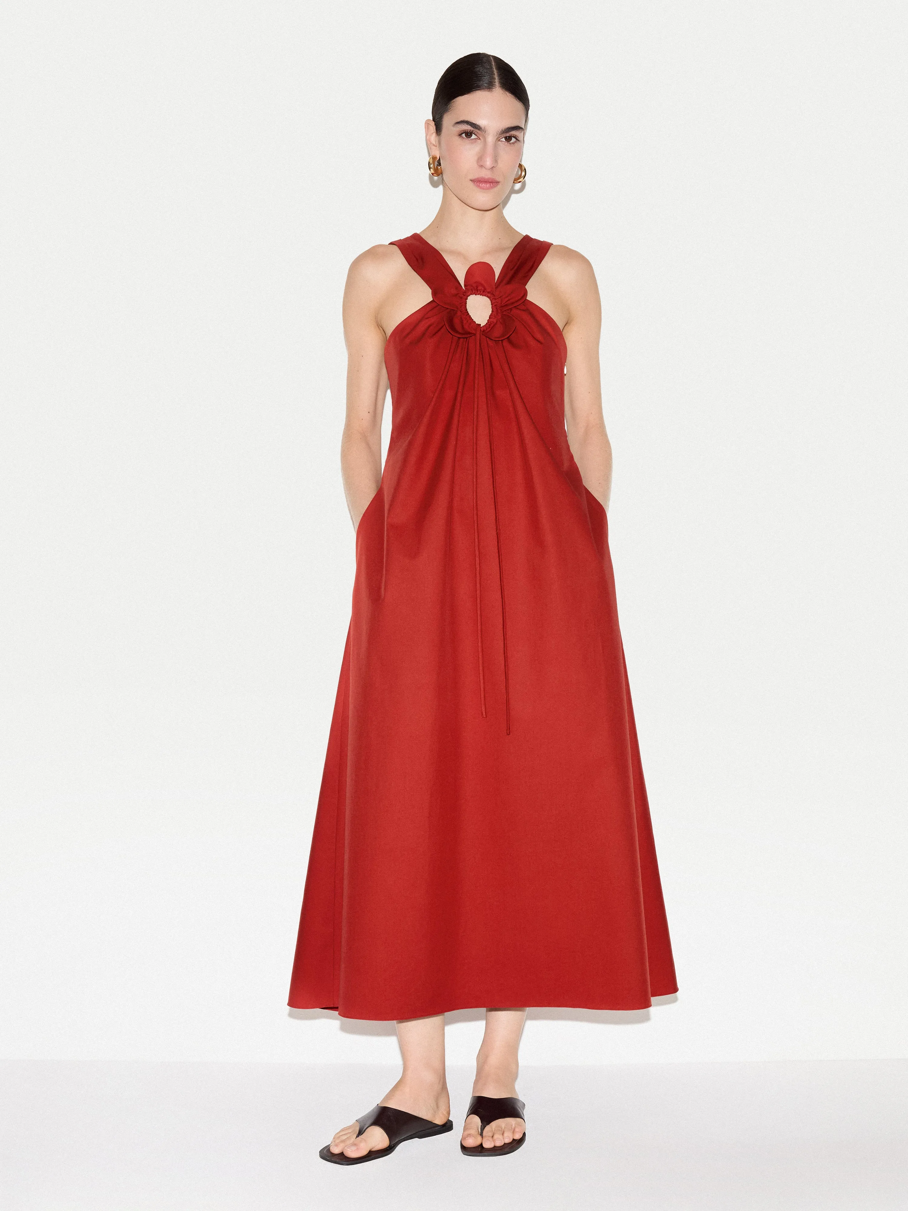 Flower Applique Cotton Dress | Red sold by Jigsaw