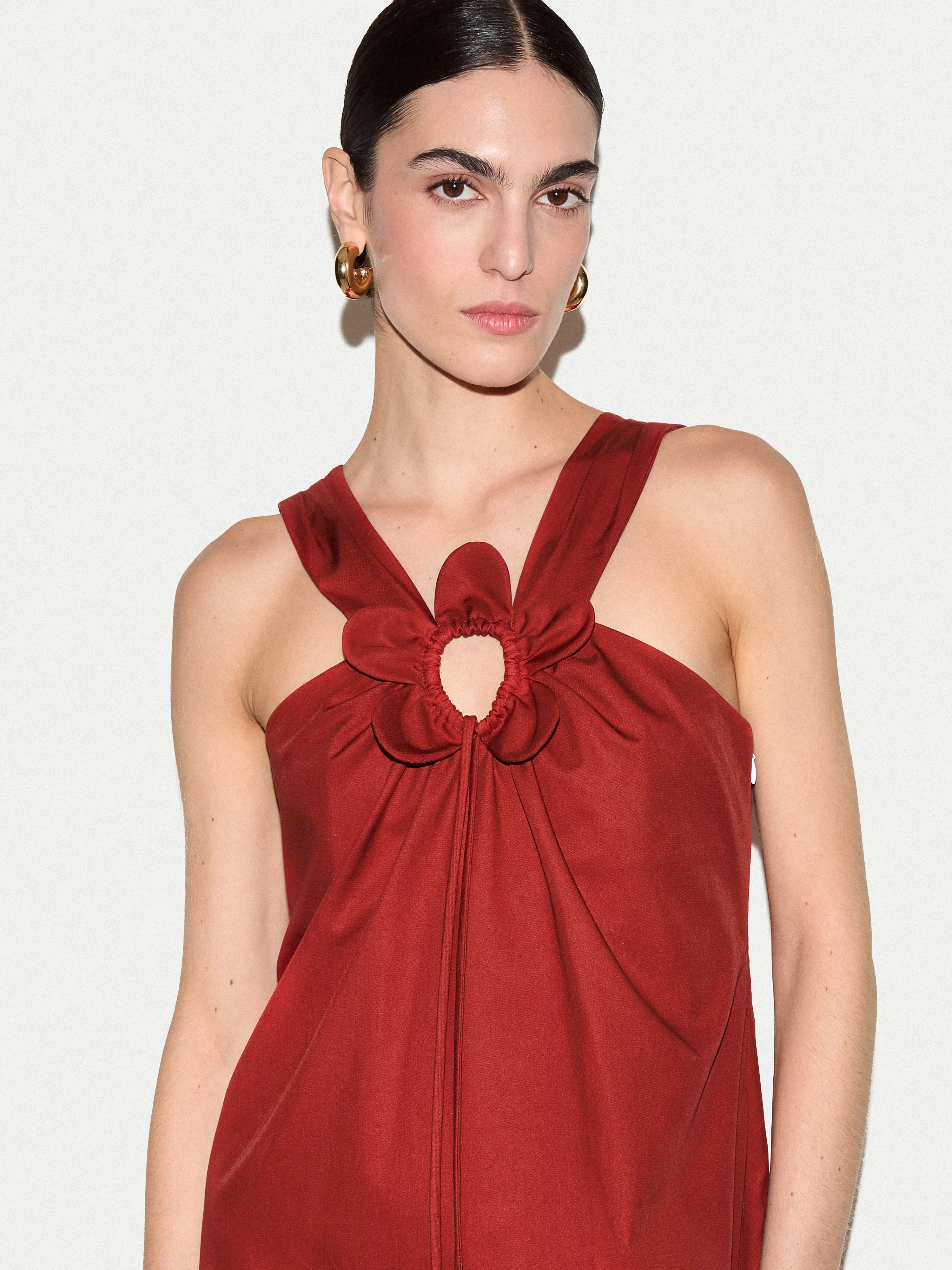 Flower Applique Cotton Dress | Red sold by Jigsaw product image thumbnail 2