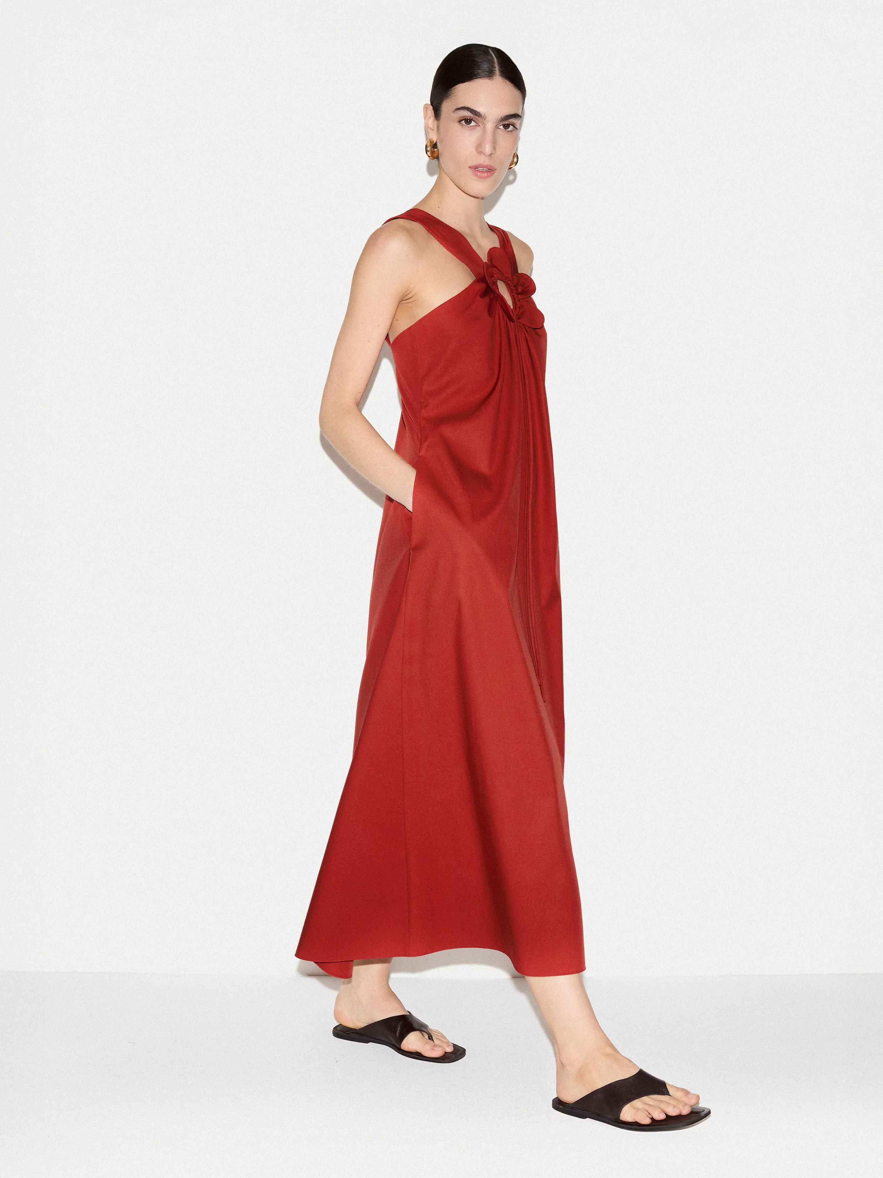 Flower Applique Cotton Dress | Red sold by Jigsaw product image thumbnail 3