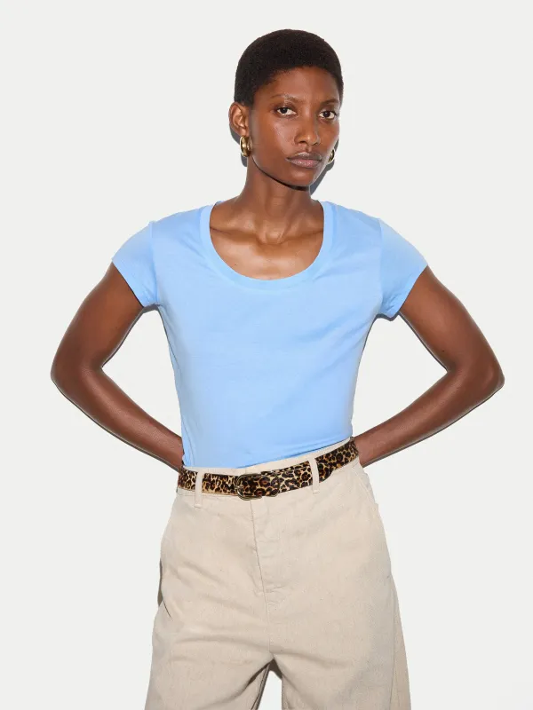 Supima Cotton Scoop Neck T-shirt | Shirt Blue made by Jigsaw