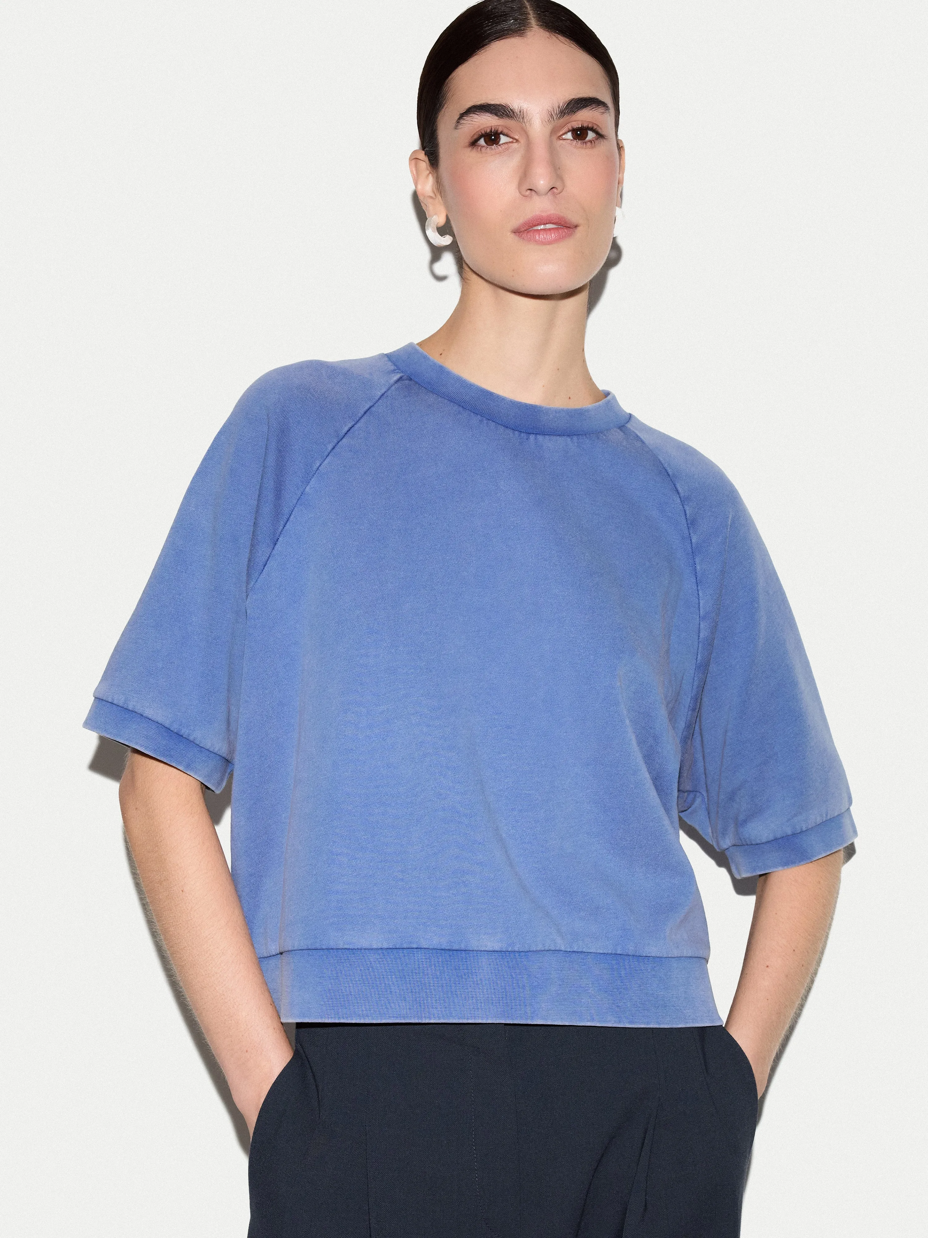 Half Sleeve Sweatshirt | Blue sold by Jigsaw