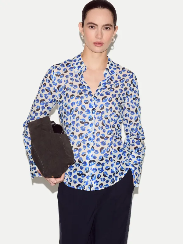 Ditsy Poppy Cotton Shirt | Blue made by Jigsaw