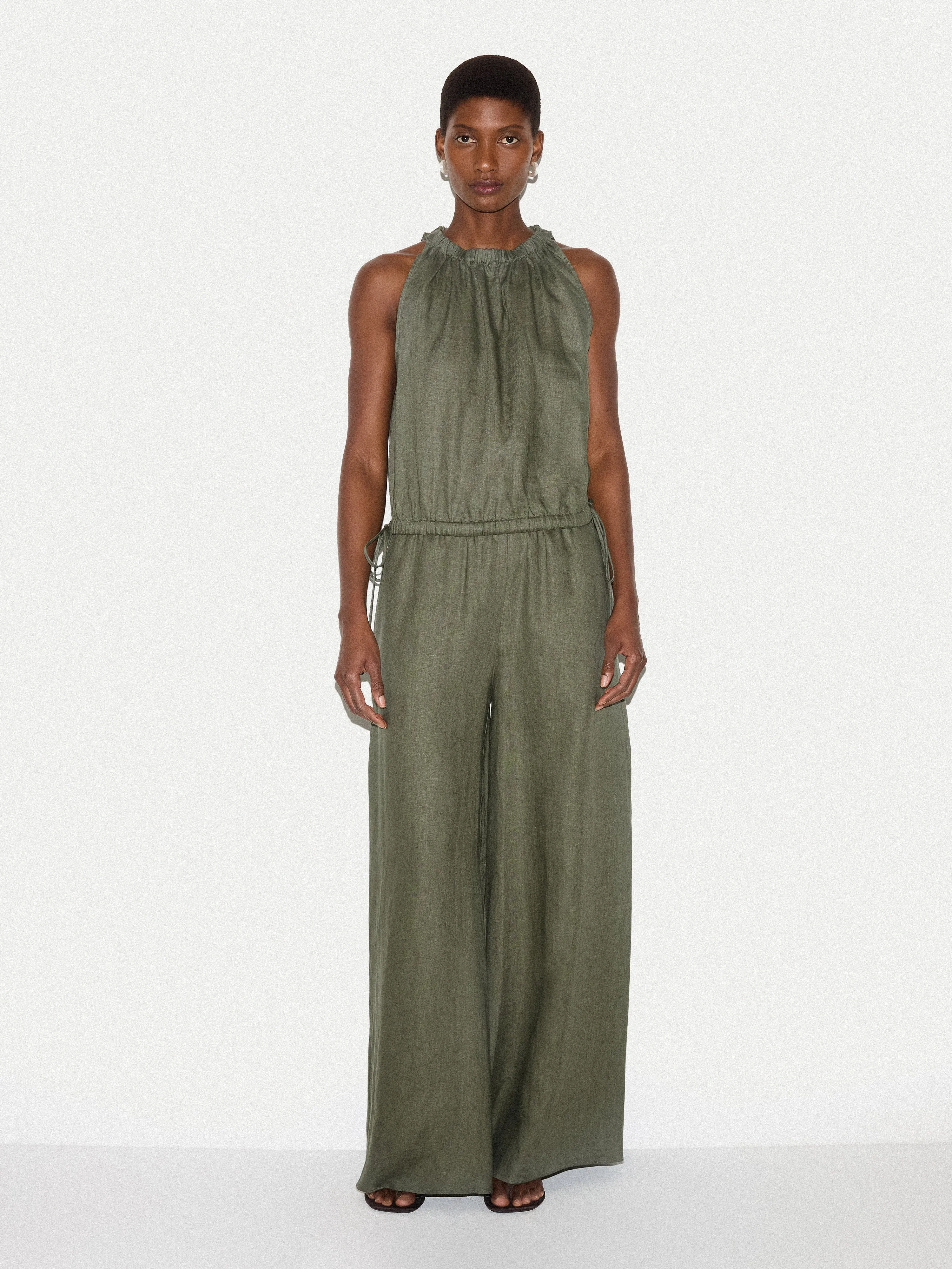 Linen Scooped Tank Top | Khaki sold by Jigsaw product image thumbnail 2