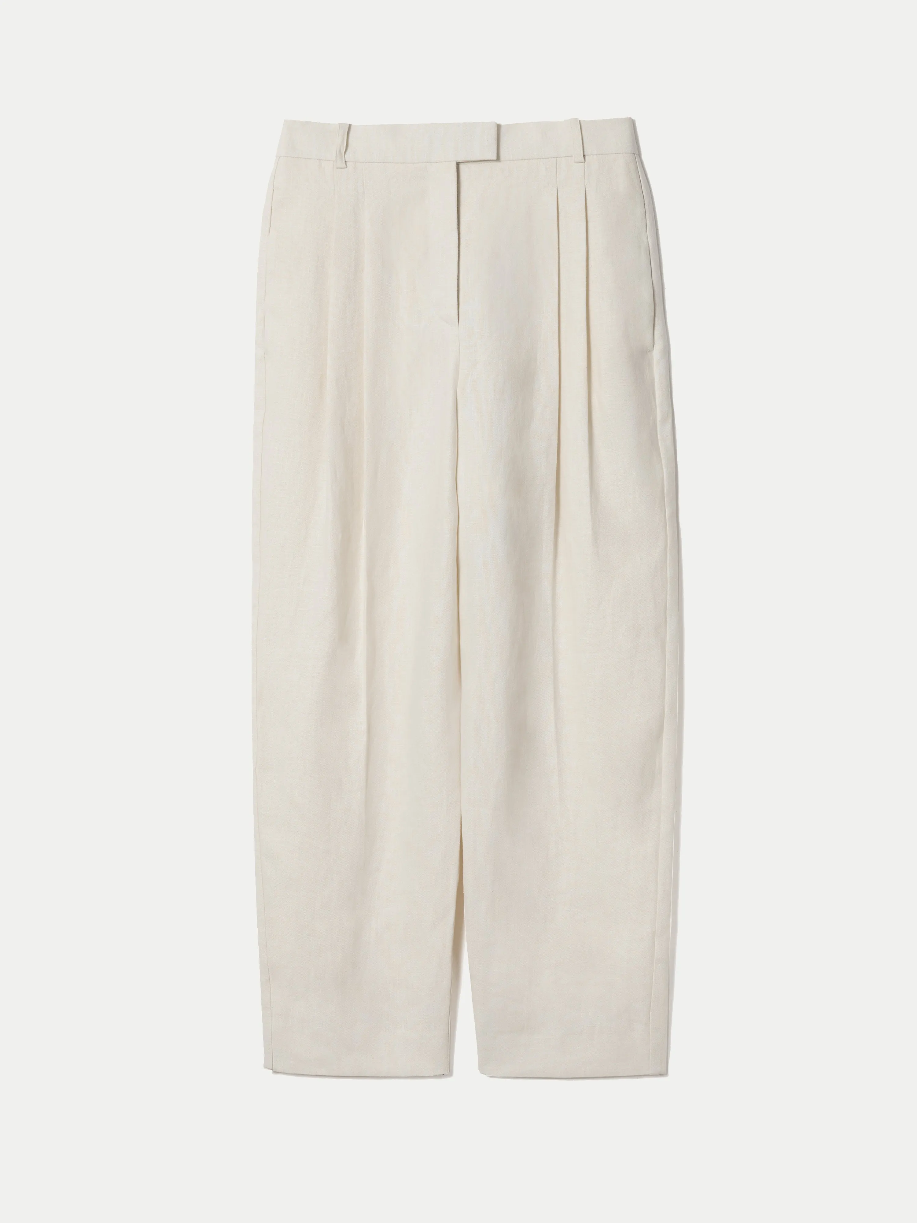 Linen Pleat Tapered Trouser | Cream sold by Jigsaw product image thumbnail 5