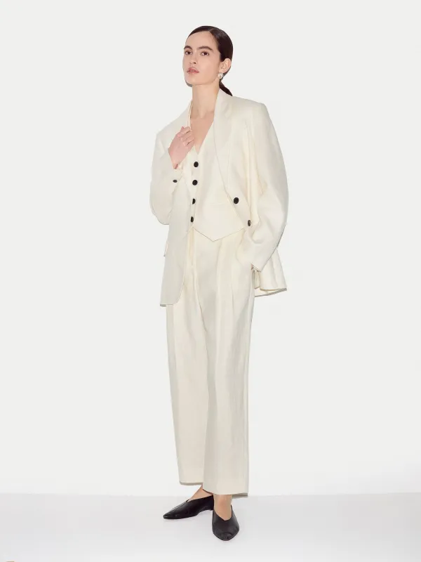 Linen Pleat Tapered Trouser | Cream made by Jigsaw