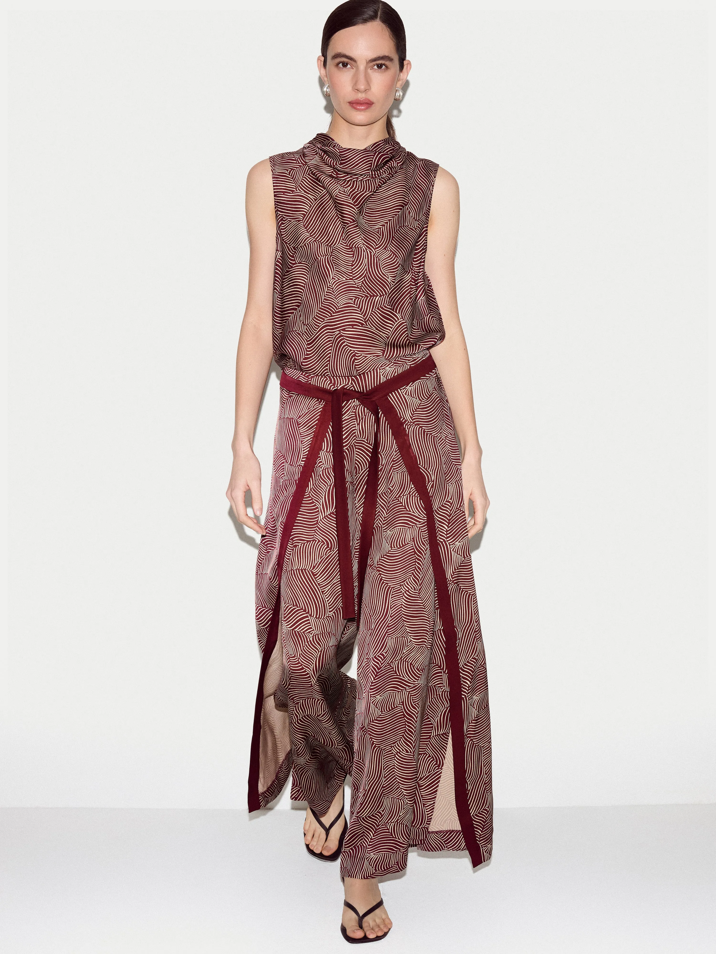 Optic Swirl Wrap Front Trouser | Red sold by Jigsaw product image thumbnail 2