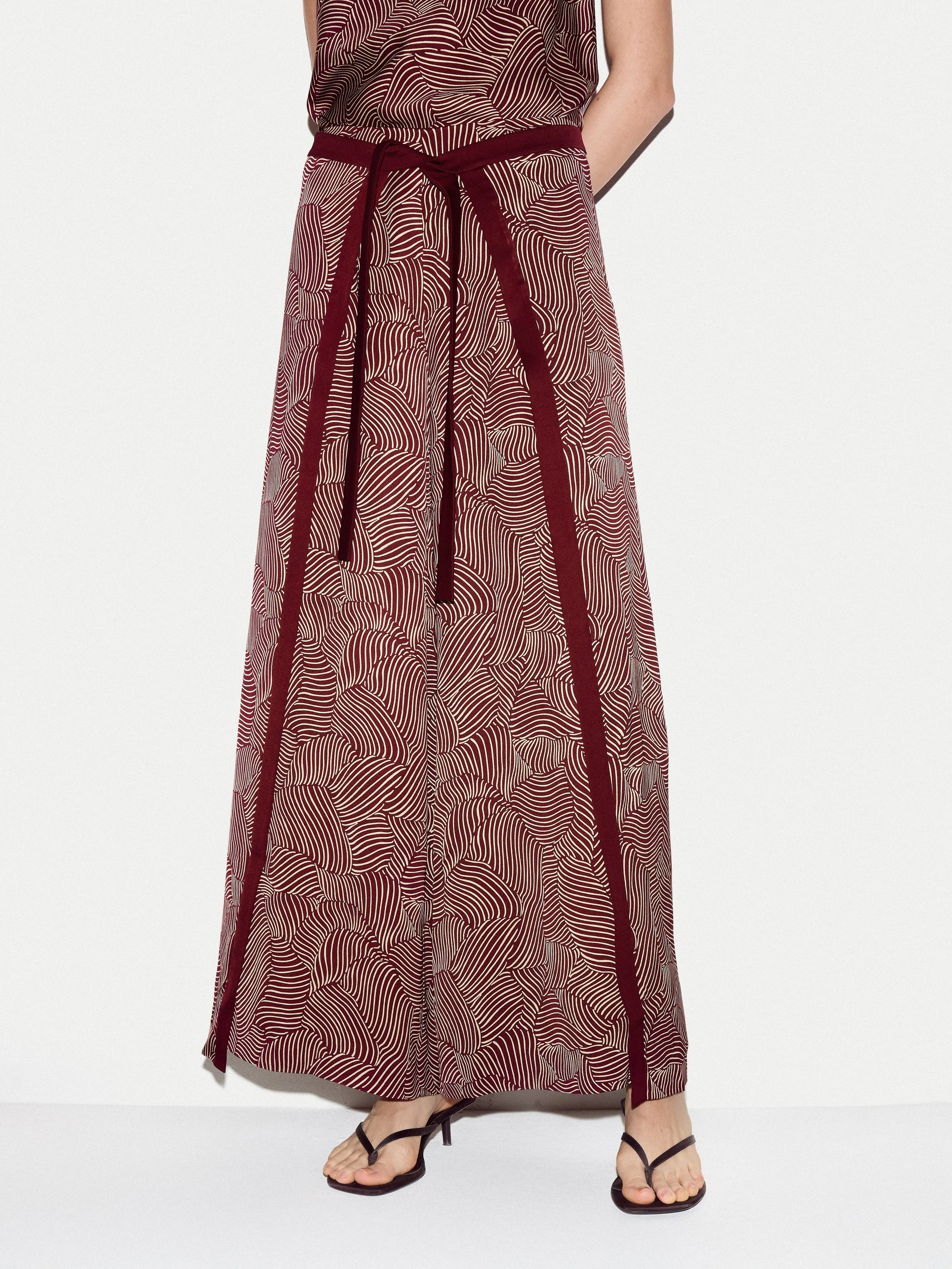 Optic Swirl Wrap Front Trouser | Red sold by Jigsaw product image thumbnail 3