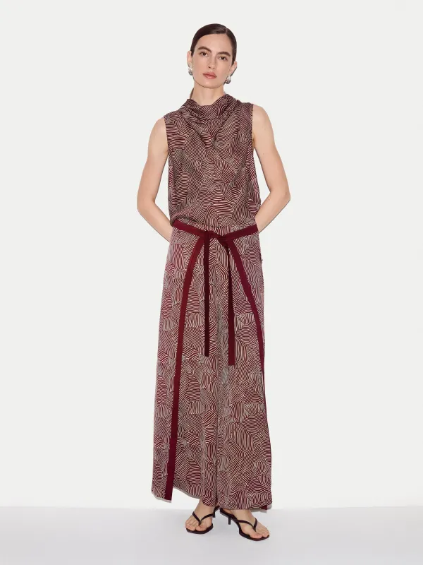 Optic Swirl Wrap Front Trouser | Red made by Jigsaw