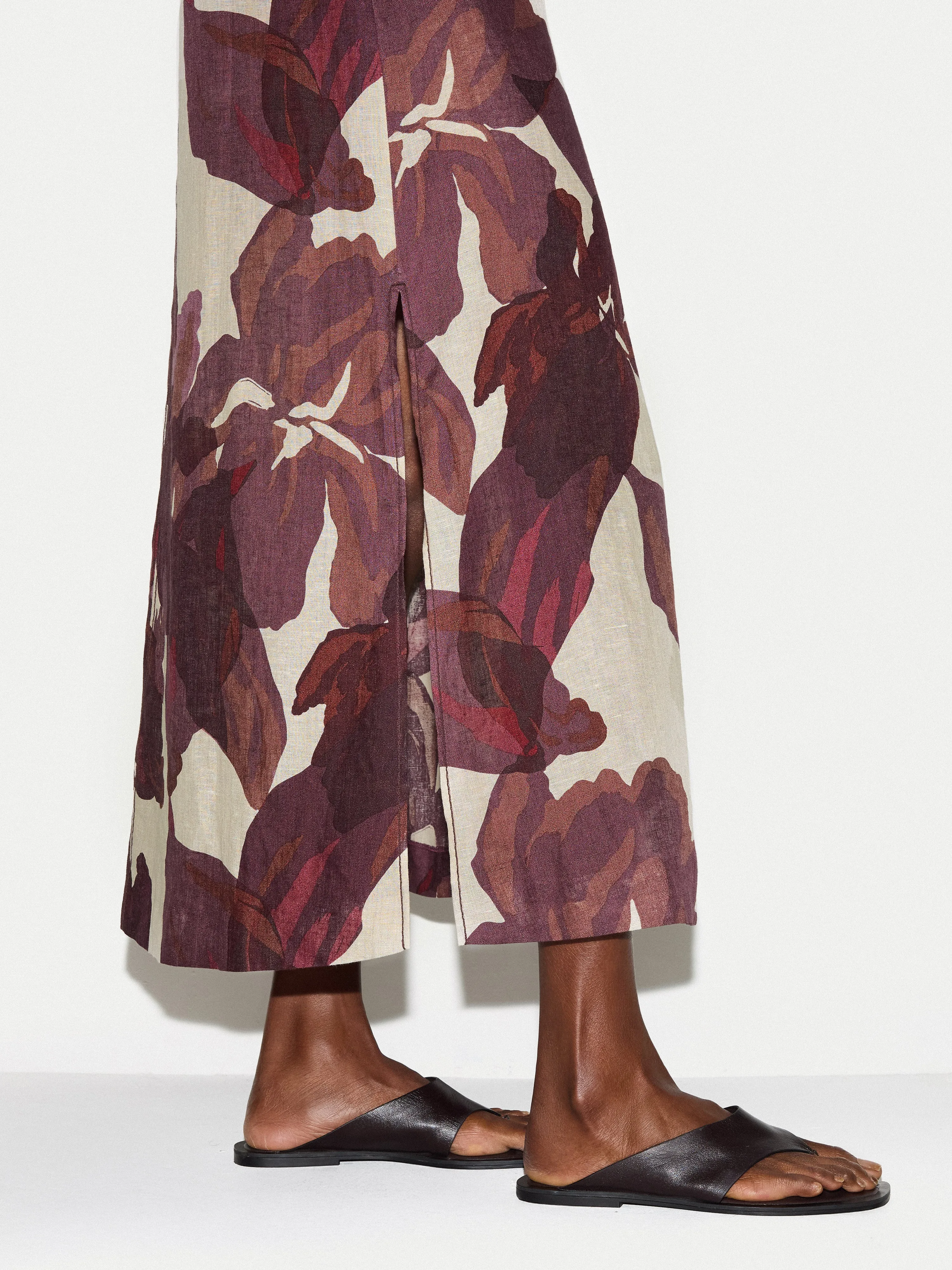 Iris Leaf Linen Dress | Burgundy sold by Jigsaw product image thumbnail 5