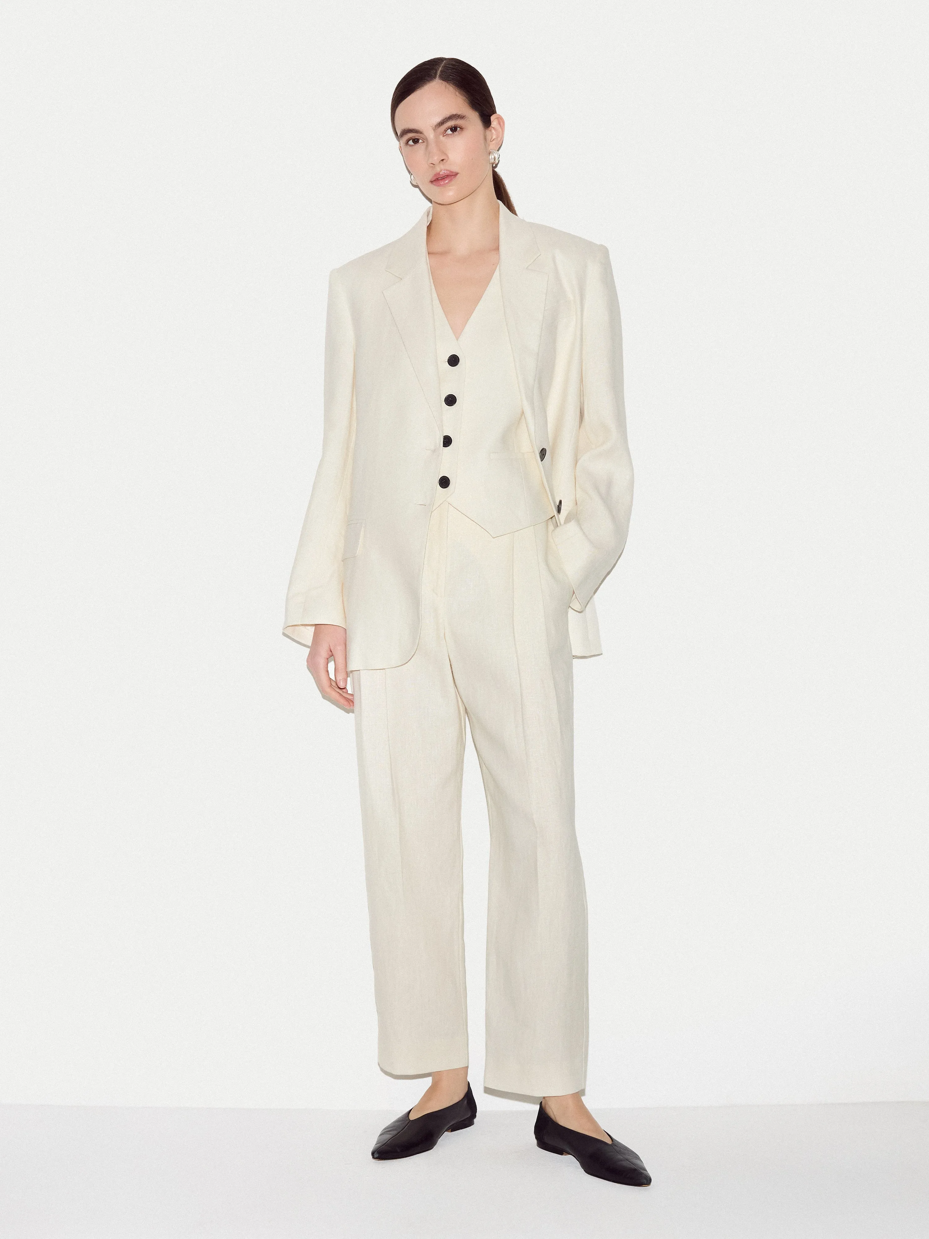 Linen Suit Waistcoat | Cream sold by Jigsaw product image thumbnail 3