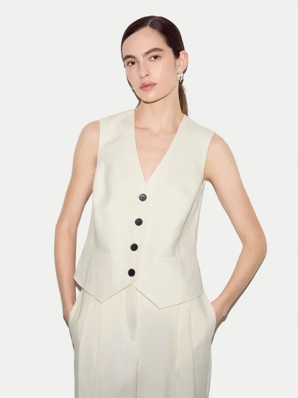 Linen Suit Waistcoat | Cream made by Jigsaw