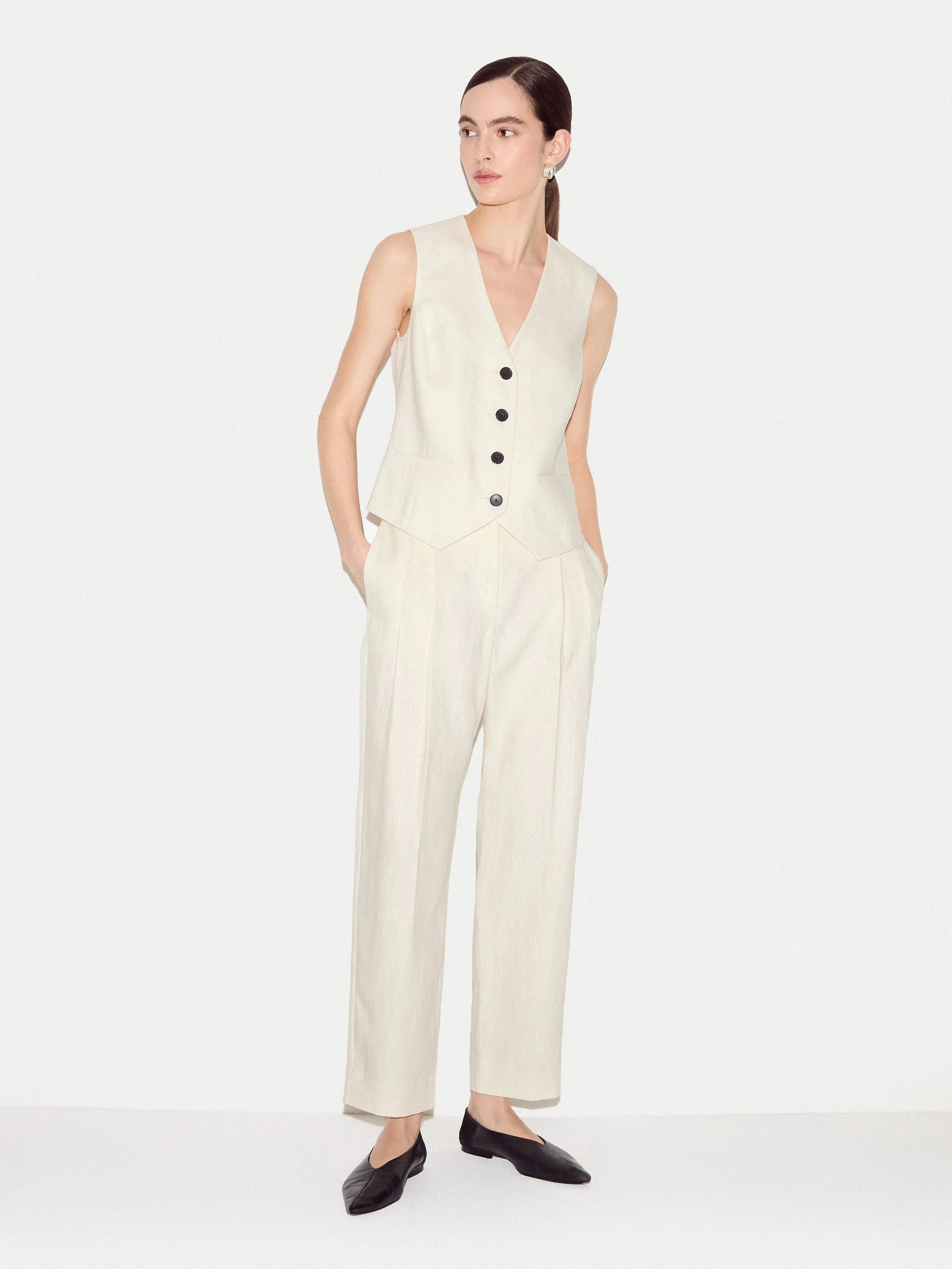 Linen Suit Waistcoat | Cream sold by Jigsaw product image thumbnail 5
