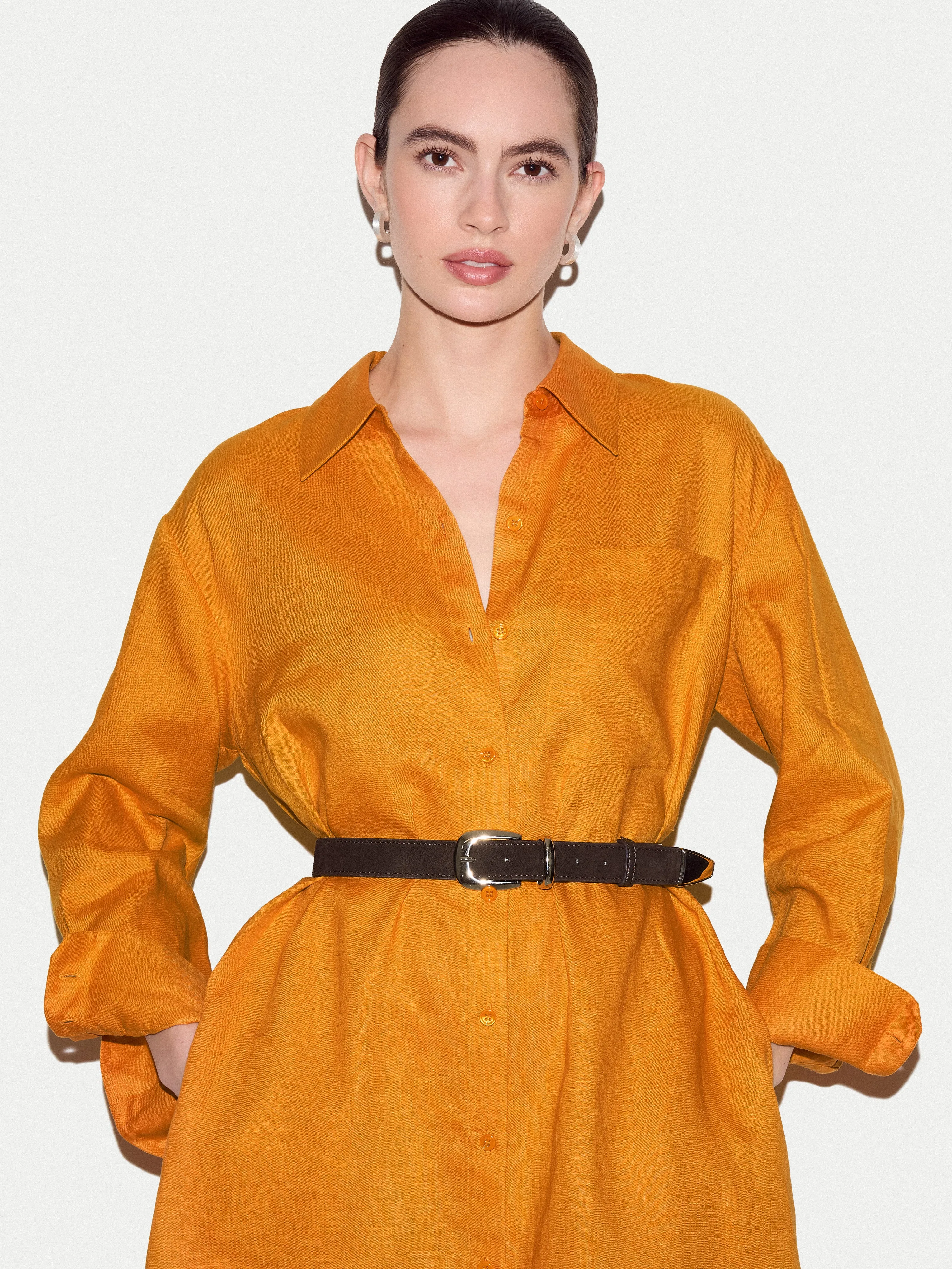 Linen Relaxed Shirt Dress | Orange sold by Jigsaw product image thumbnail 3