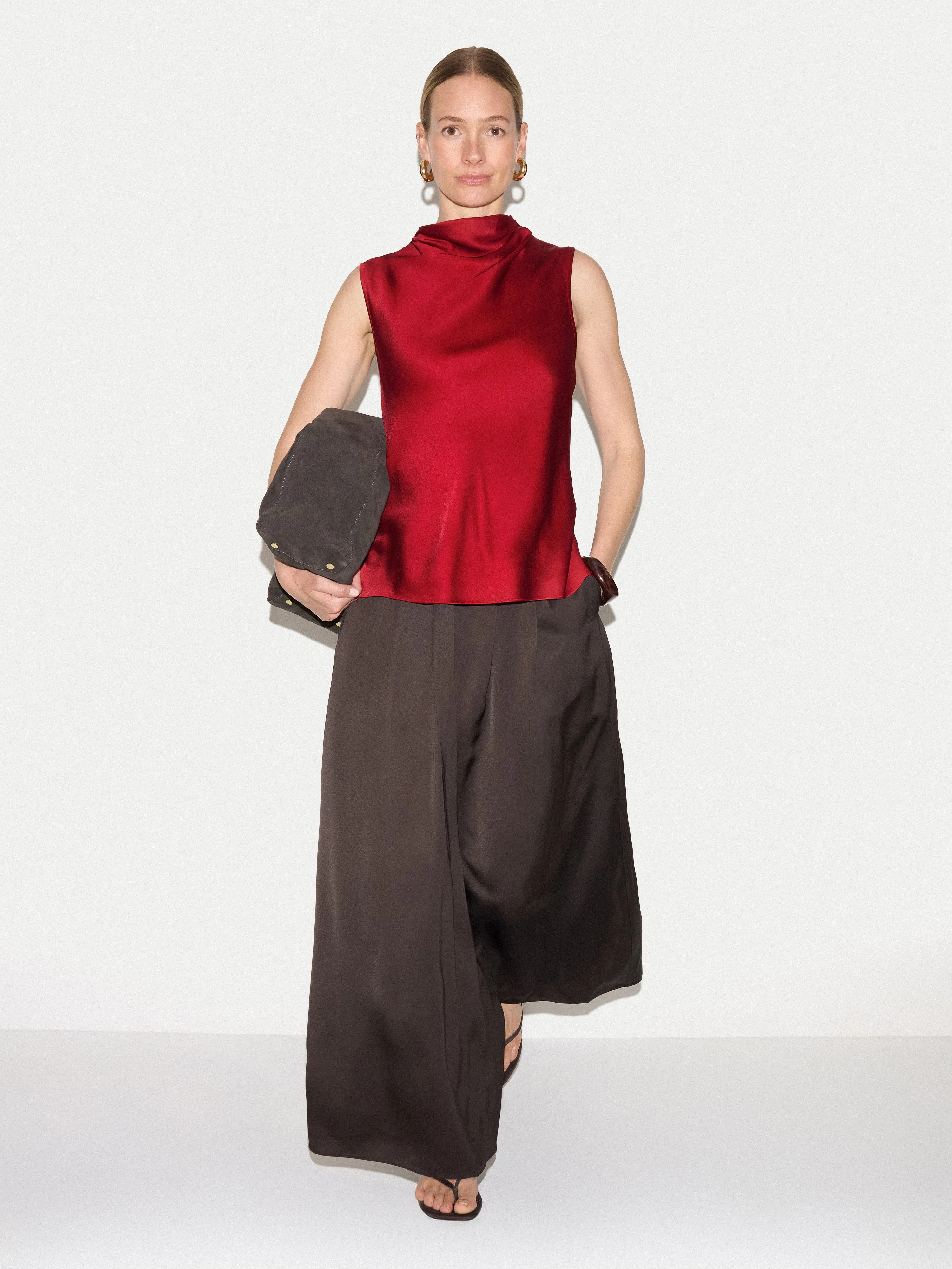 Sleeveless Cowl Neck Top | Red sold by Jigsaw