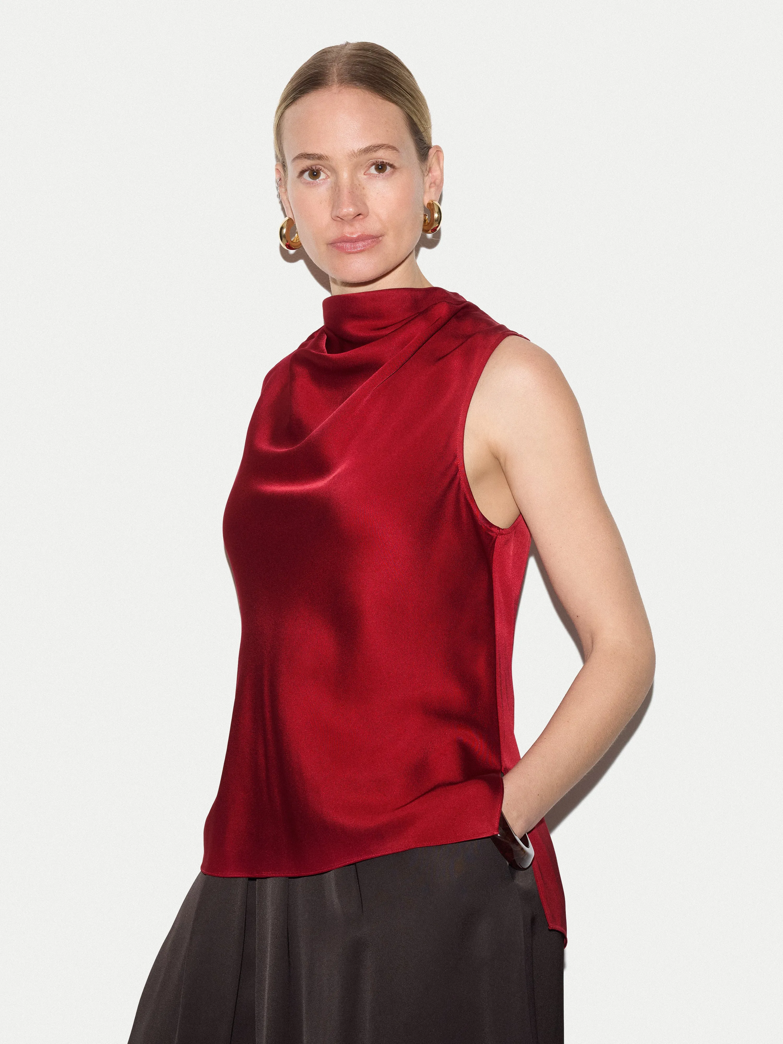 Sleeveless Cowl Neck Top | Red sold by Jigsaw product image thumbnail 2