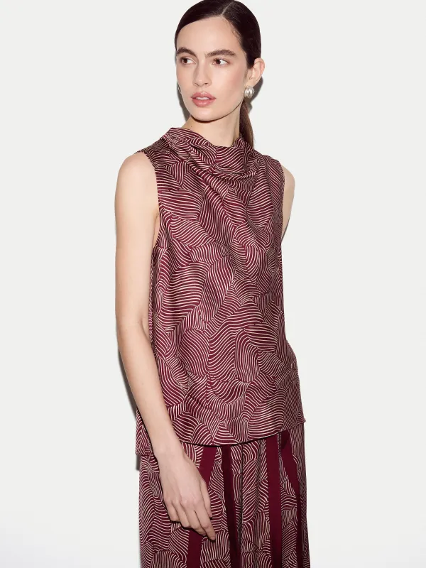 Optic Swirl Cowl Neck Top | Red made by Jigsaw