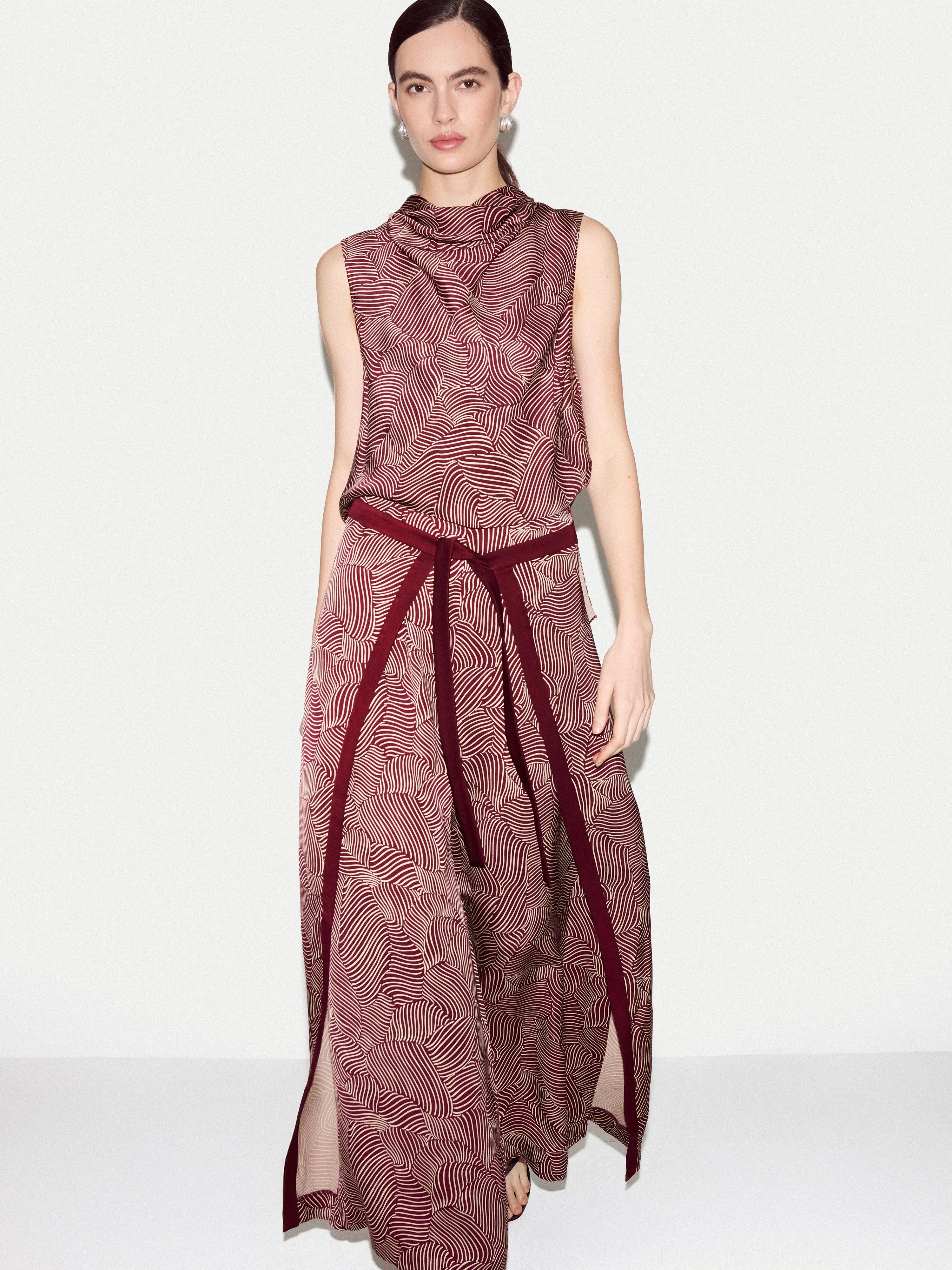 Optic Swirl Cowl Neck Top | Red sold by Jigsaw product image thumbnail 5