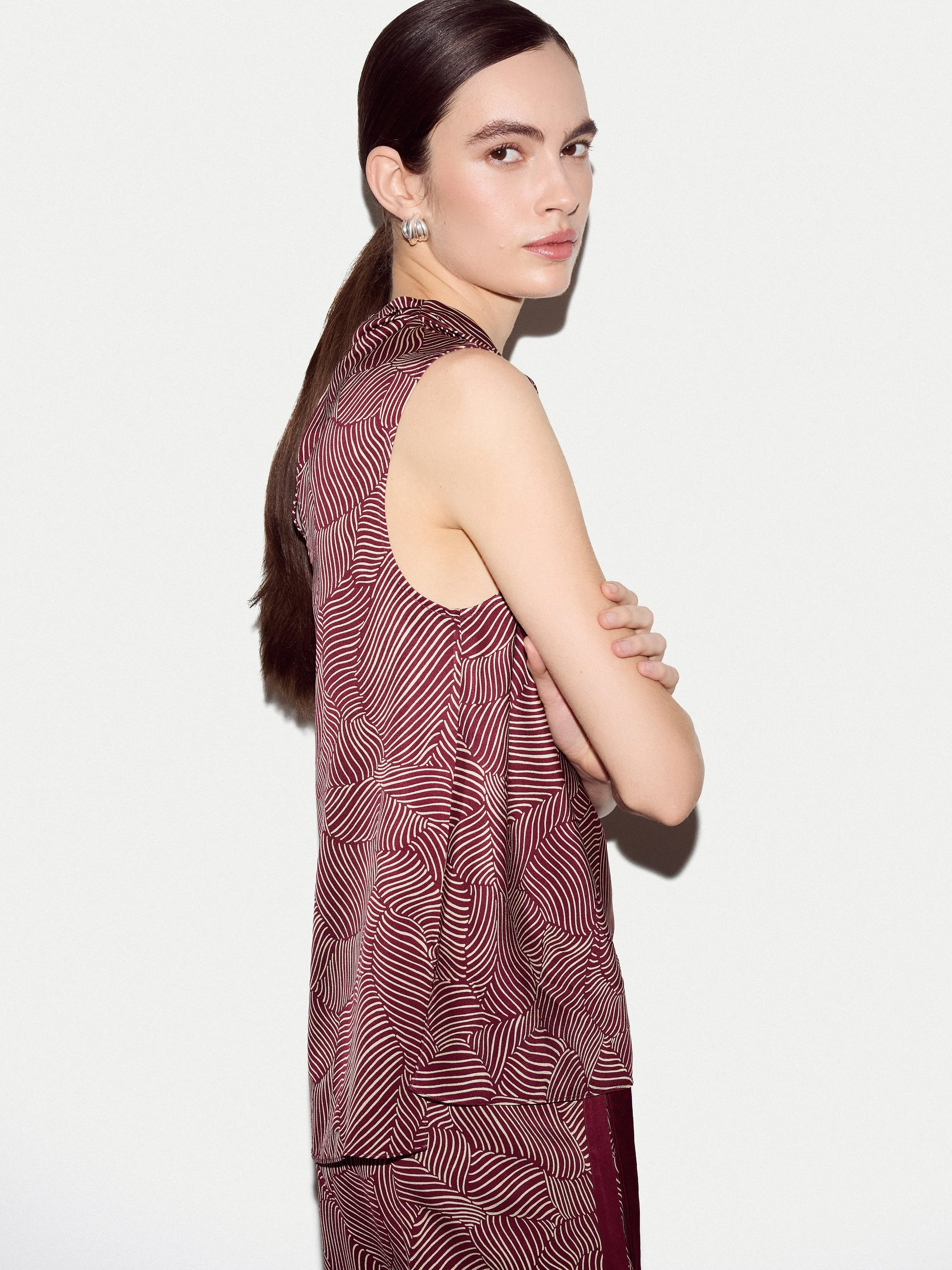 Optic Swirl Cowl Neck Top | Red sold by Jigsaw product image thumbnail 2