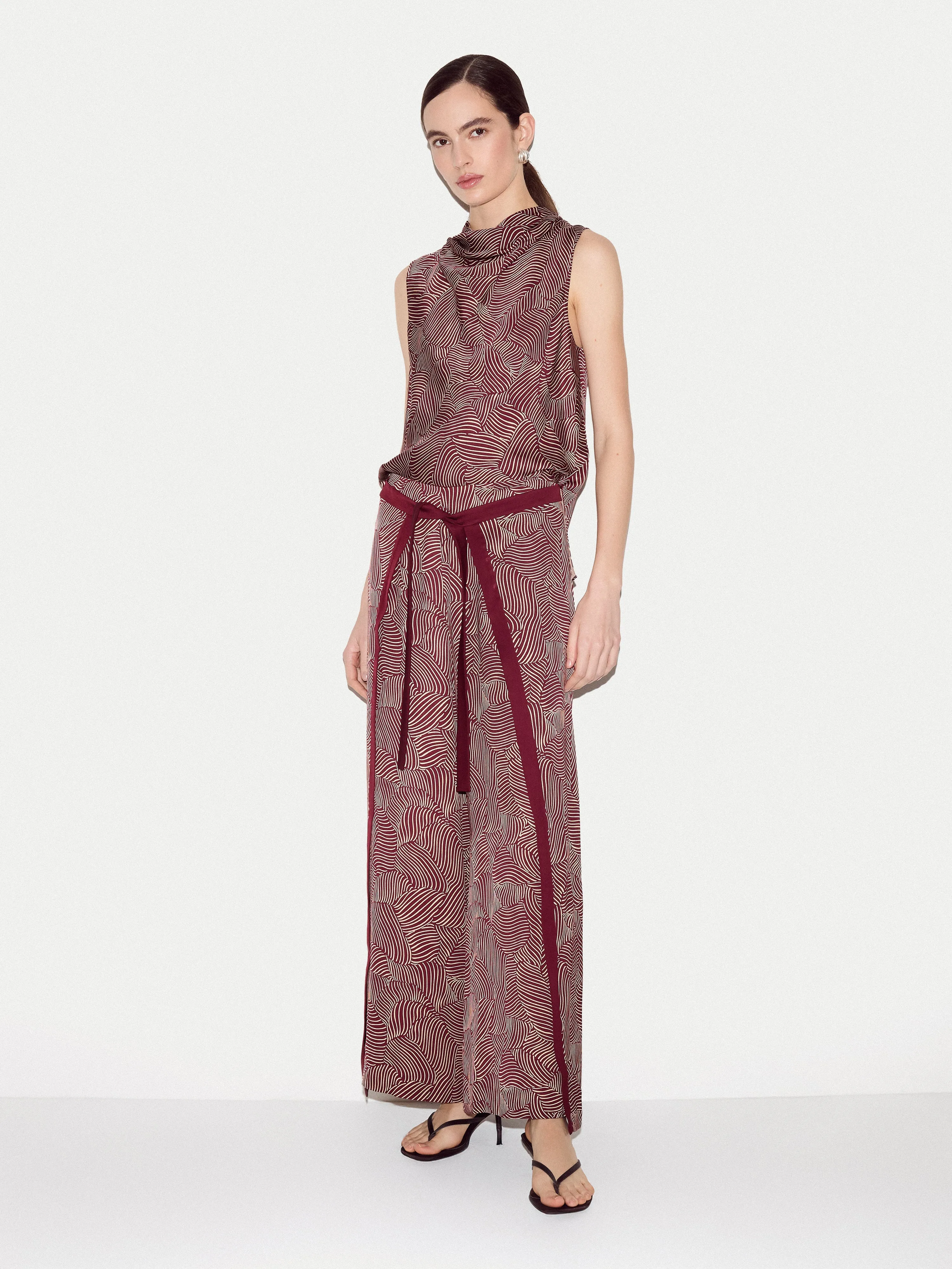 Optic Swirl Cowl Neck Top | Red sold by Jigsaw product image thumbnail 3
