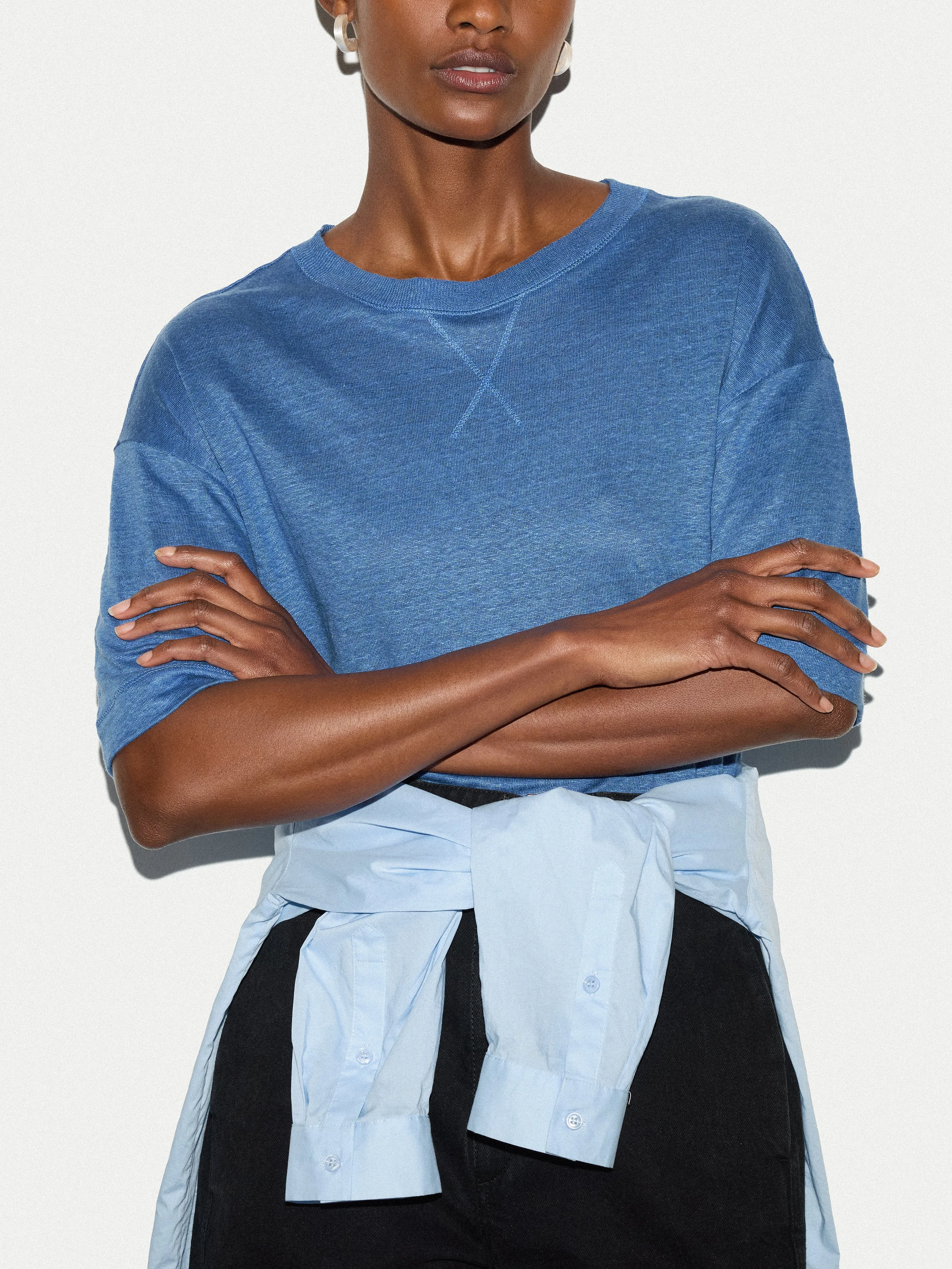 Linen Boxy T-shirt | Blue sold by Jigsaw product image thumbnail 2