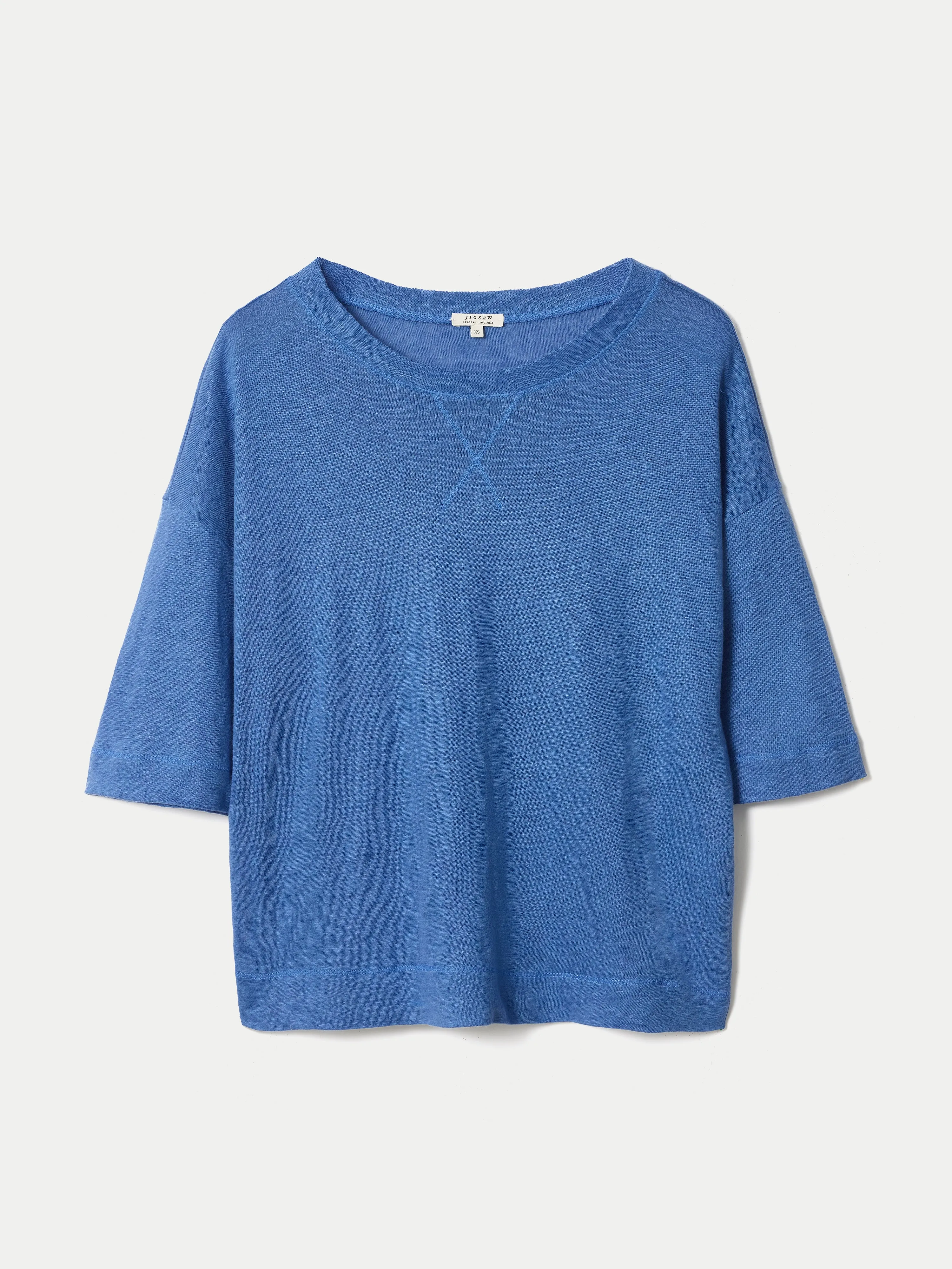 Linen Boxy T-shirt | Blue sold by Jigsaw product image thumbnail 5