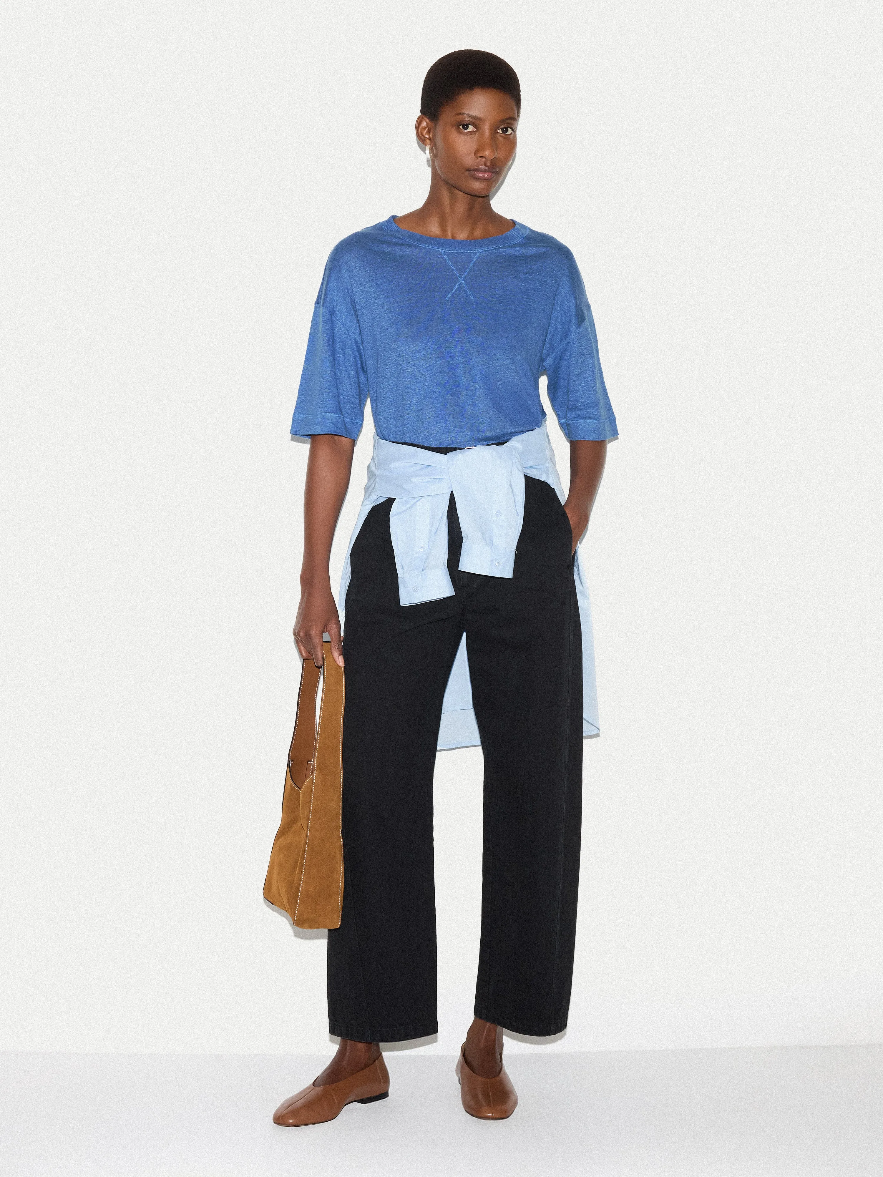 Linen Boxy T-shirt | Blue sold by Jigsaw product image thumbnail 3