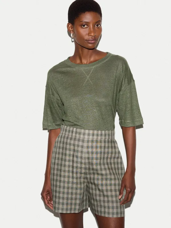 Linen Boxy T-shirt | Khaki made by Jigsaw