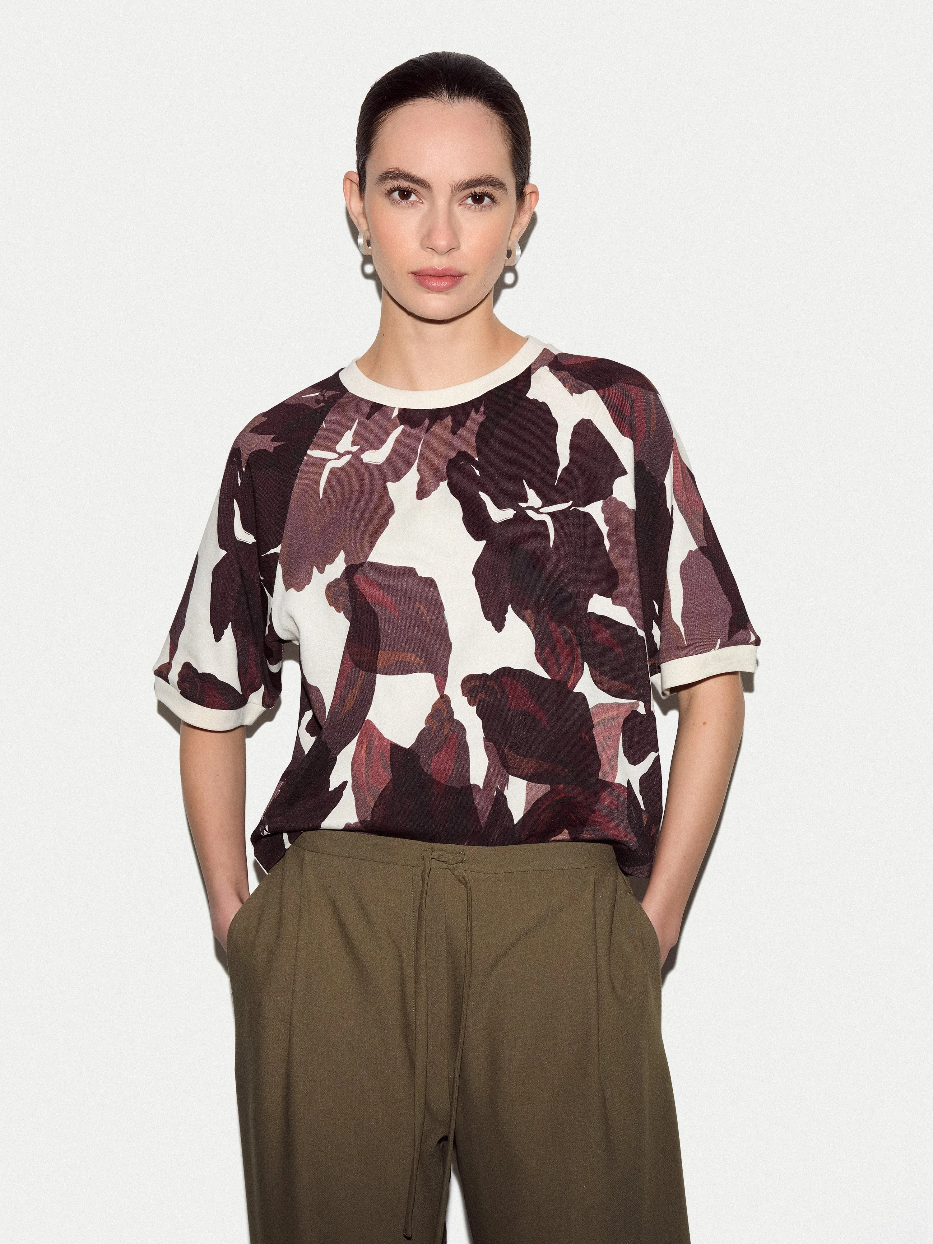 Iris Half Sleeve Sweatshirt | Burgundy sold by Jigsaw