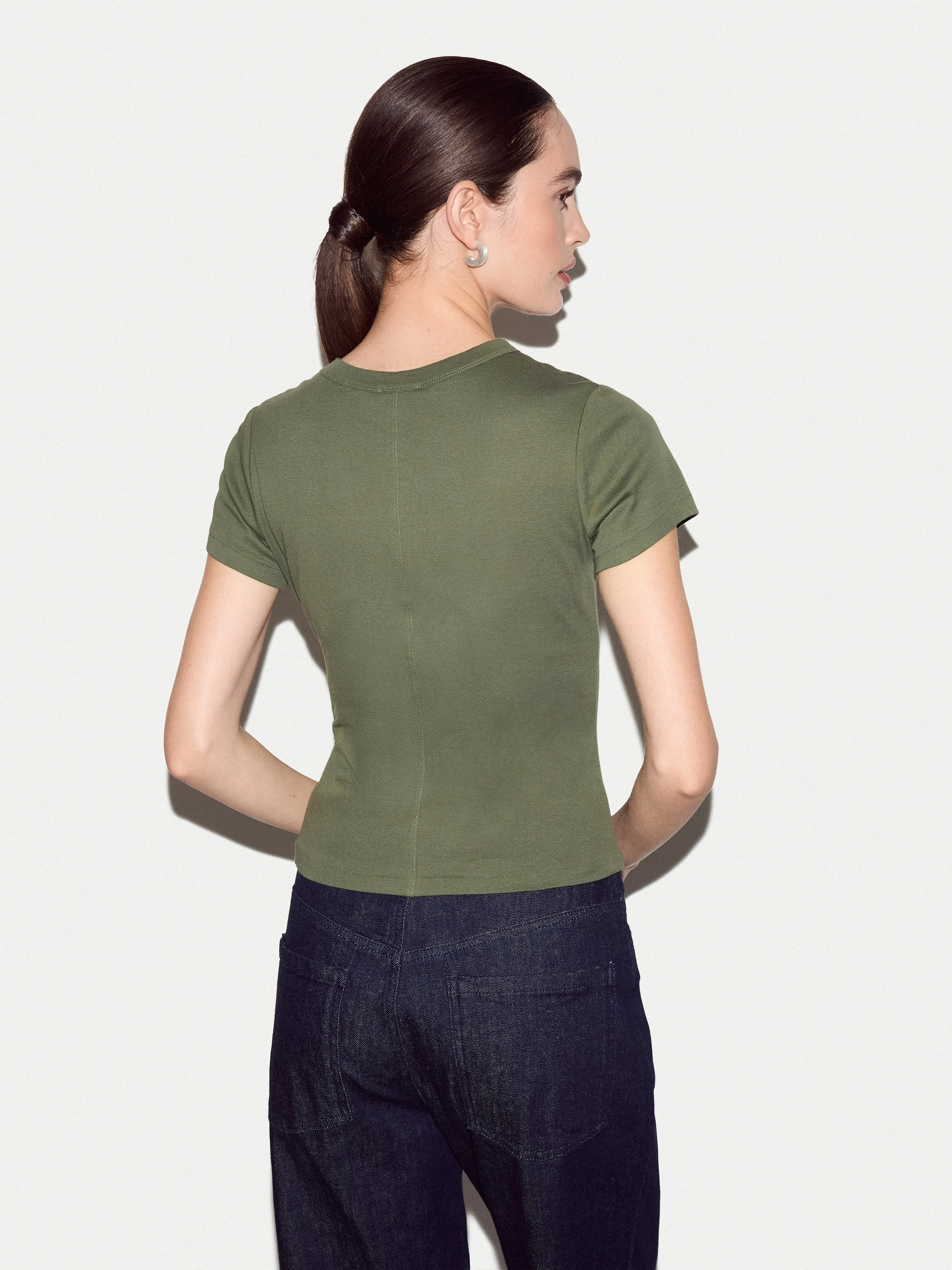 Cotton Fitted T-shirt | Khaki sold by Jigsaw product image thumbnail 4
