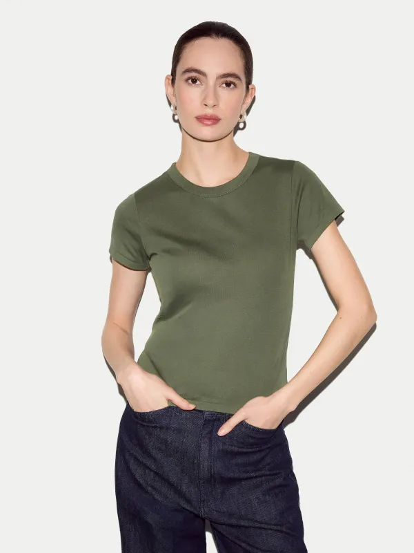 Cotton Fitted T-shirt | Khaki made by Jigsaw