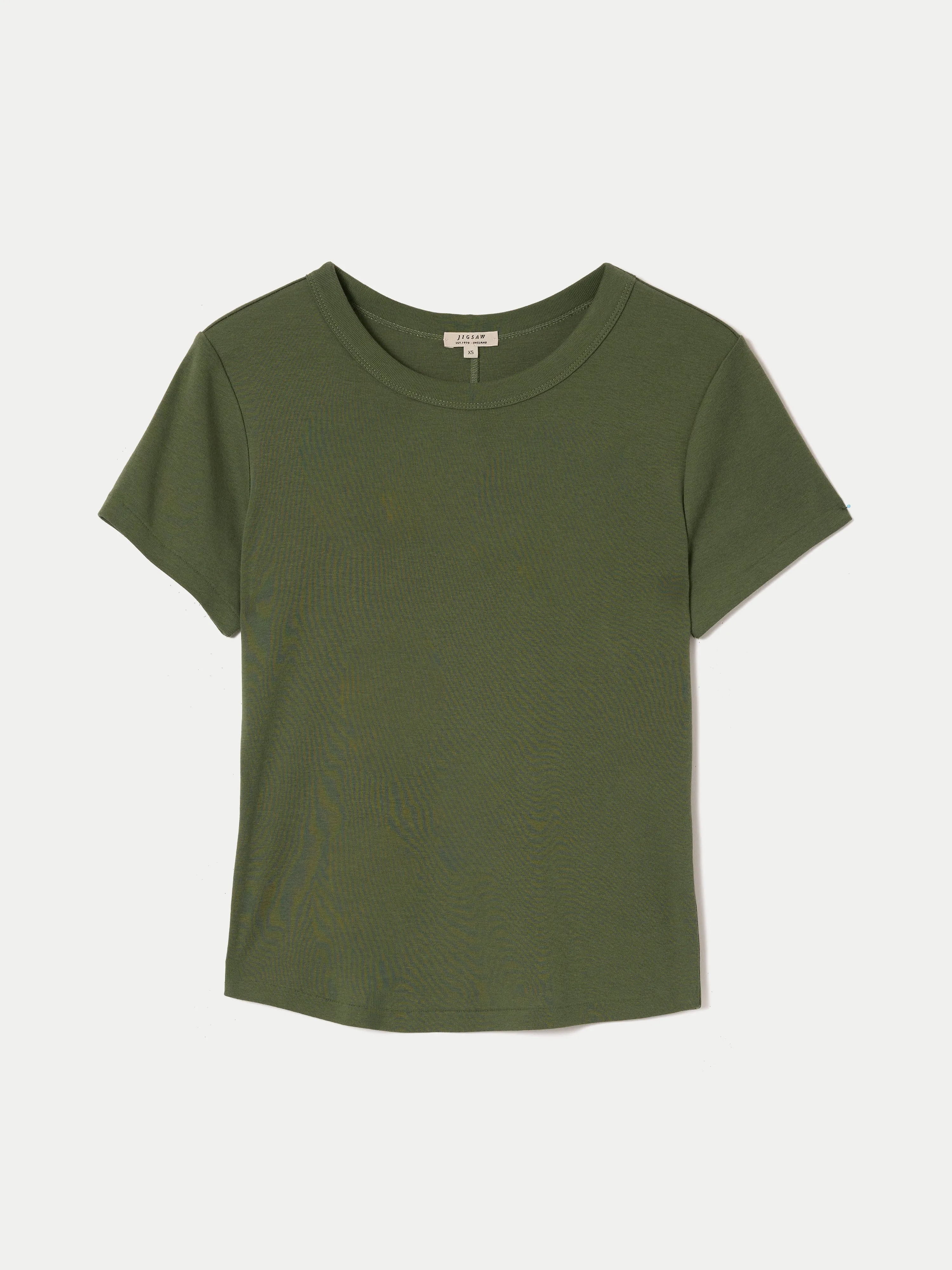 Cotton Fitted T-shirt | Khaki sold by Jigsaw product image thumbnail 5