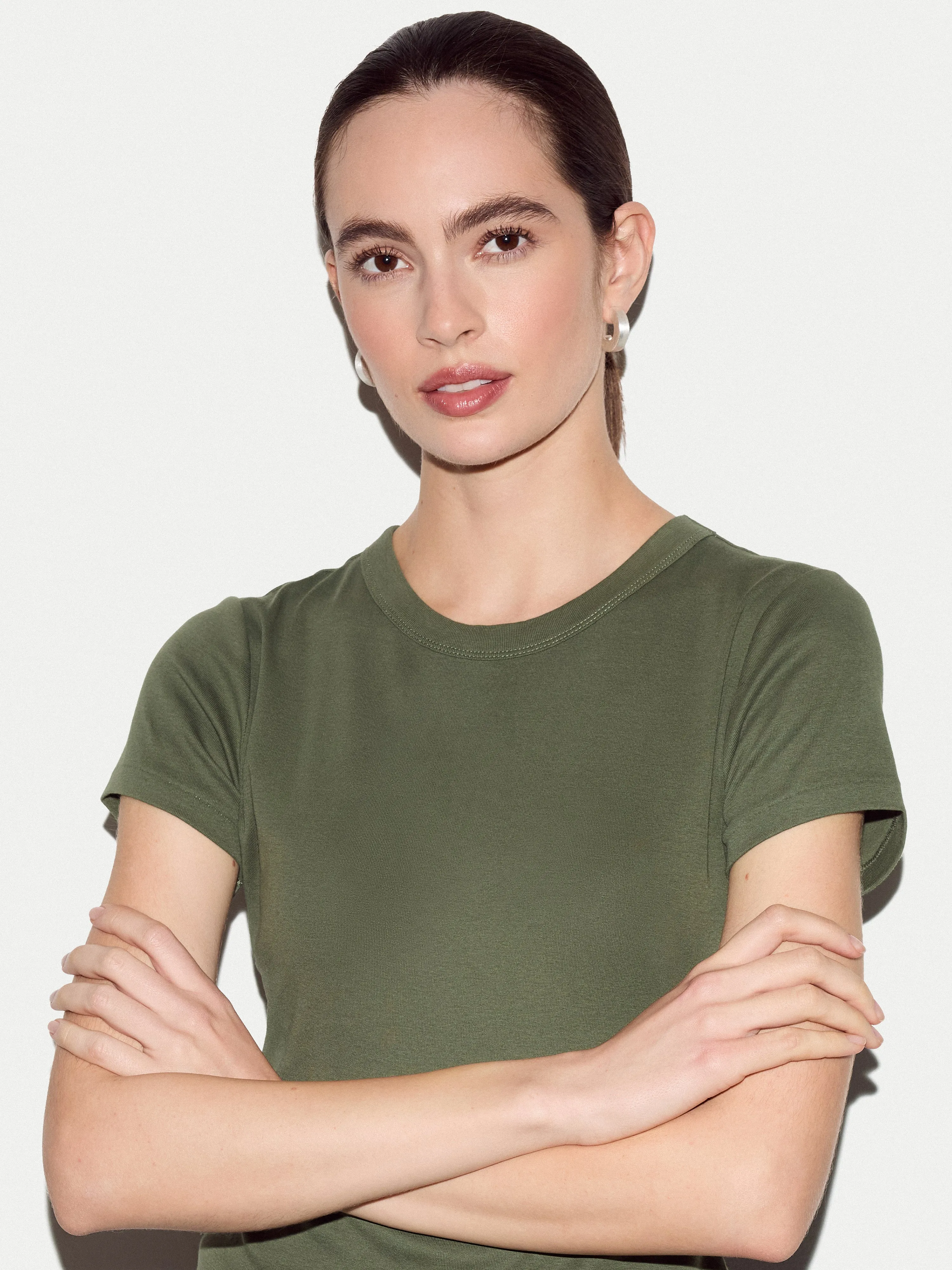 Cotton Fitted T-shirt | Khaki sold by Jigsaw product image thumbnail 3