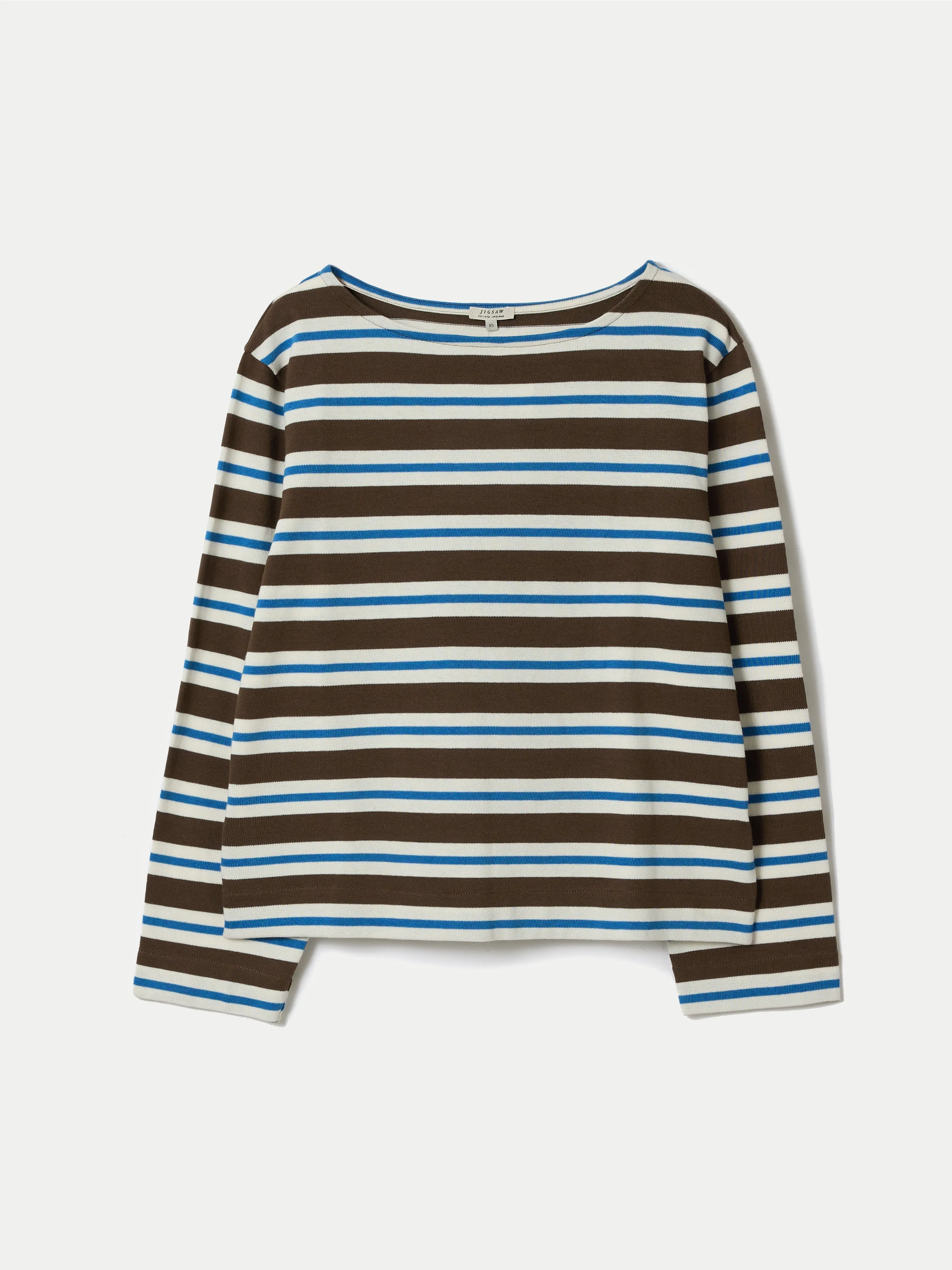 High Neck Stripe Long Sleeve Top | Brown sold by Jigsaw product image thumbnail 5