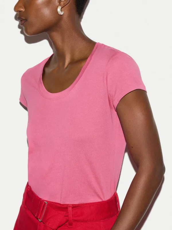 Supima Cotton Scoop Neck T-shirt | Bright Pink made by Jigsaw