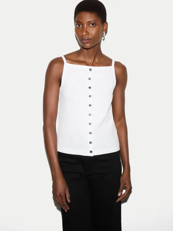 Cotton Luxe Button Cami | White made by Jigsaw