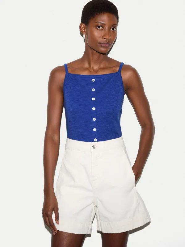 Cotton Luxe Button Cami | Blue made by Jigsaw