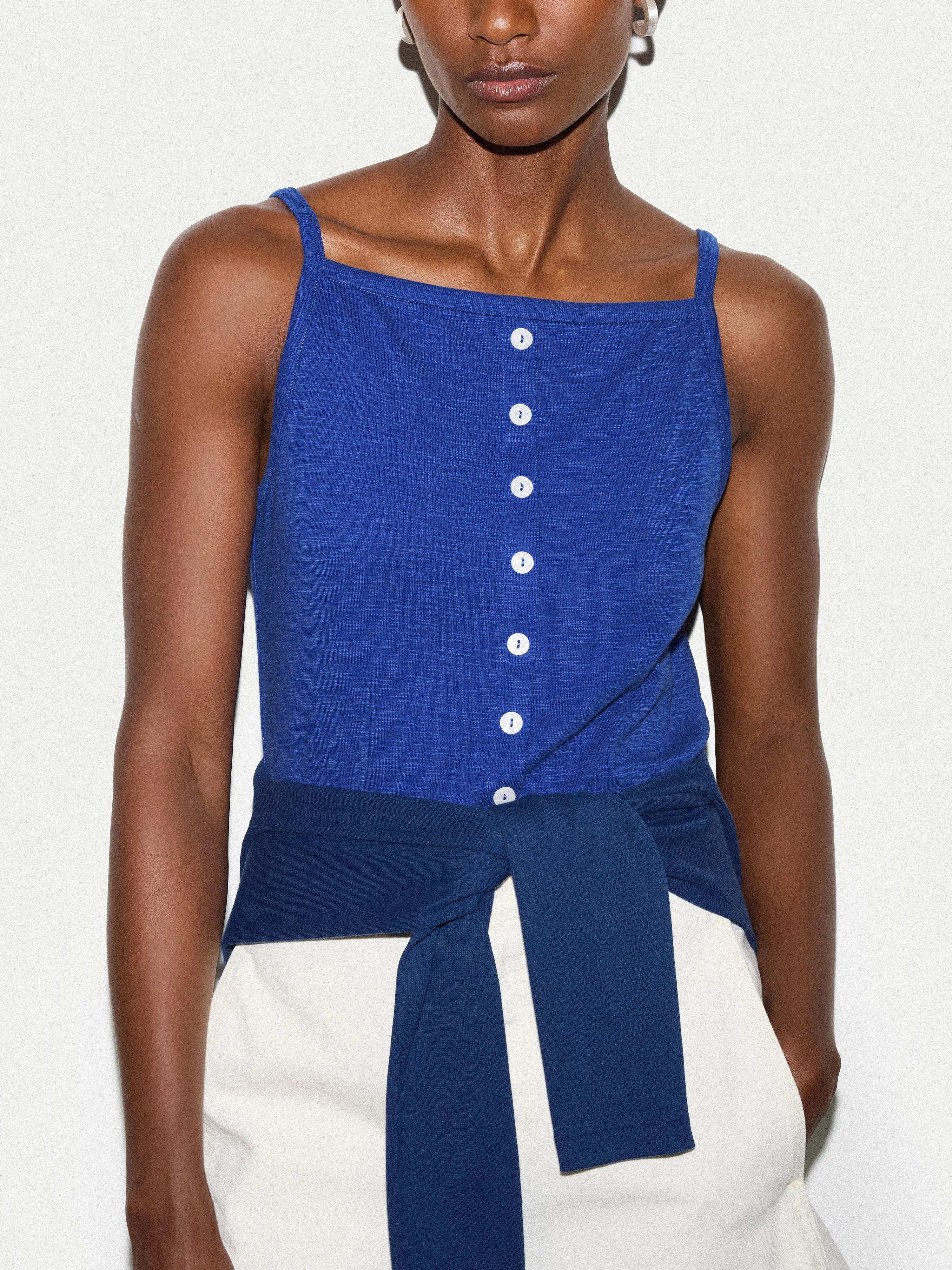 Cotton Luxe Button Cami | Blue sold by Jigsaw product image thumbnail 3