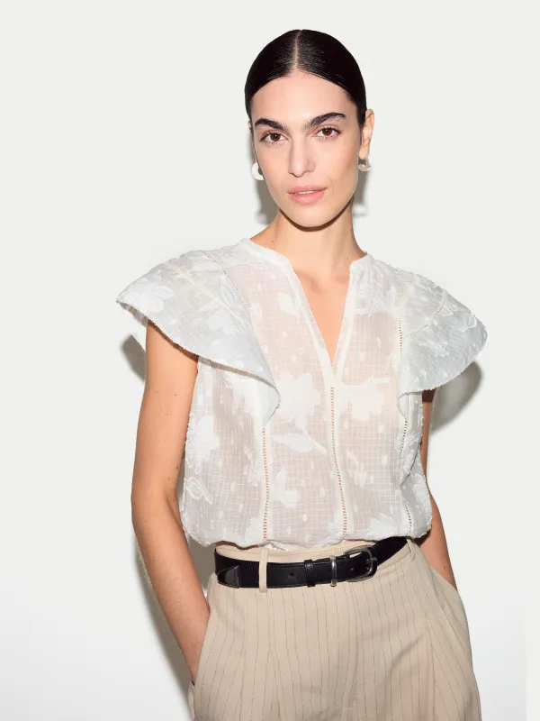 Floral Jacquard Top | White made by Jigsaw
