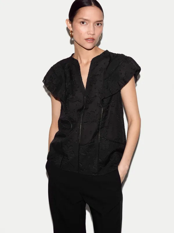 Floral Jacquard Top | Black made by Jigsaw