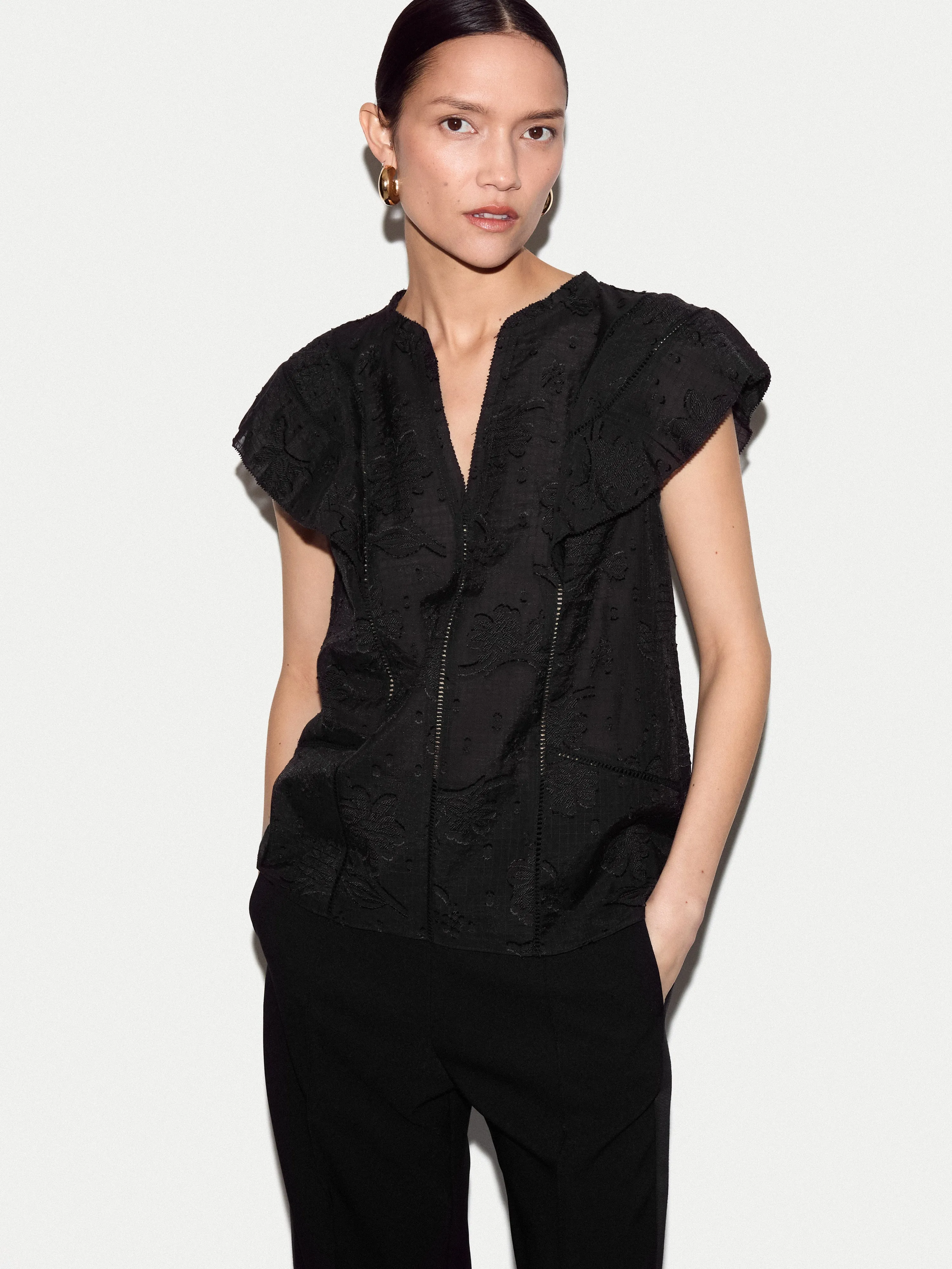 Floral Jacquard Top | Black sold by Jigsaw