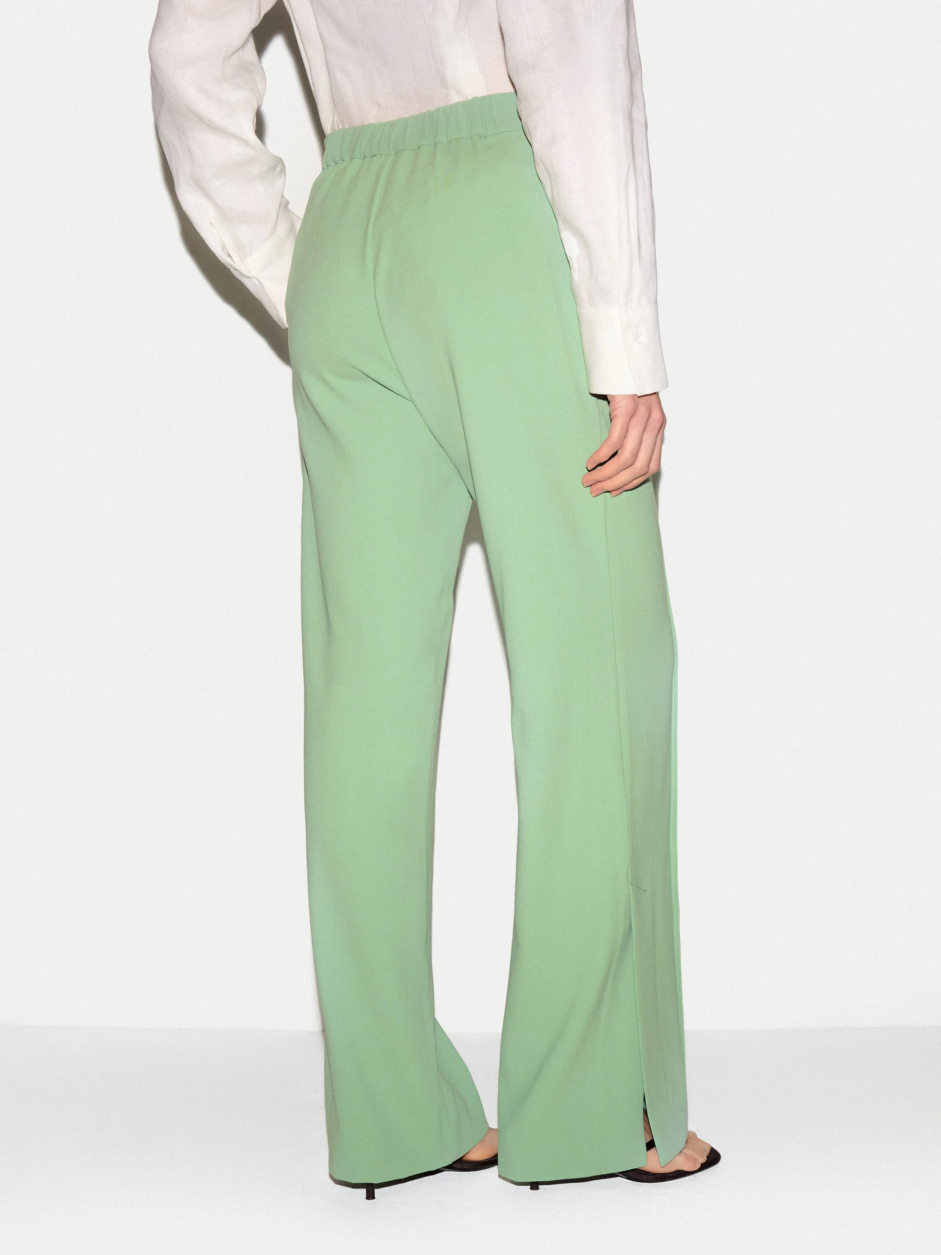 Crepe Split Hem Trouser | Green sold by Jigsaw product image thumbnail 5