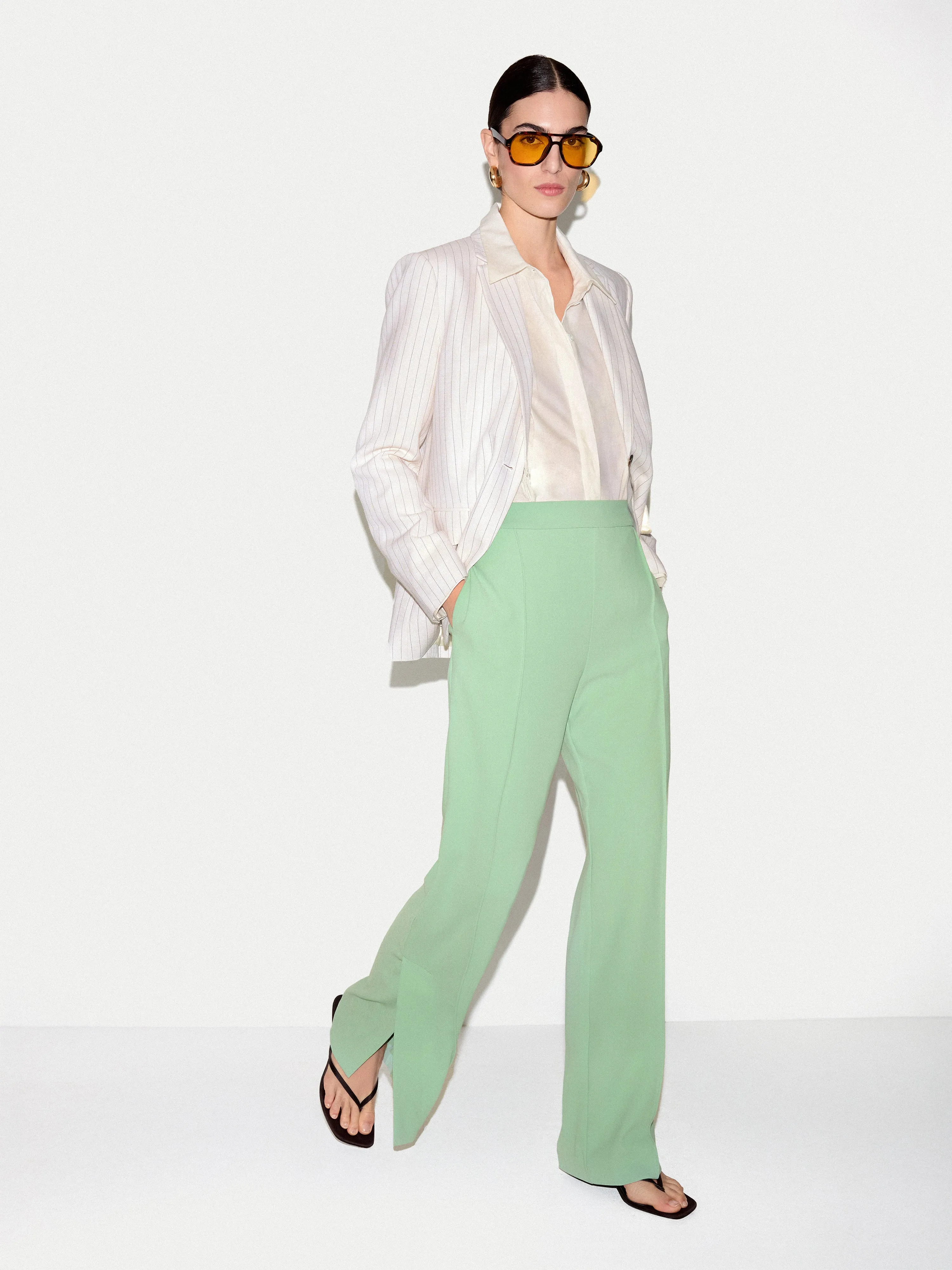 Crepe Split Hem Trouser | Green sold by Jigsaw product image thumbnail 4