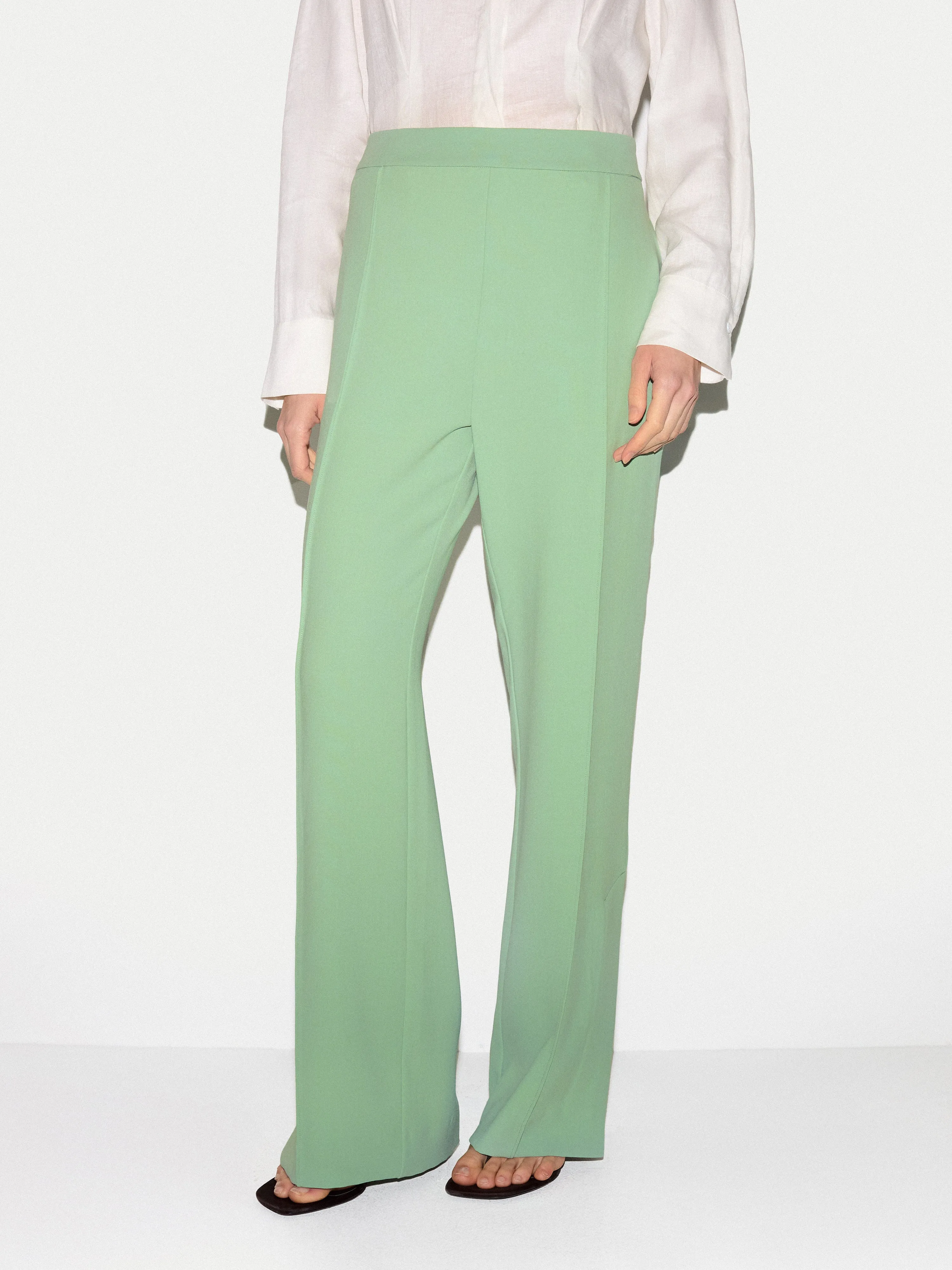 Crepe Split Hem Trouser | Green sold by Jigsaw product image thumbnail 2