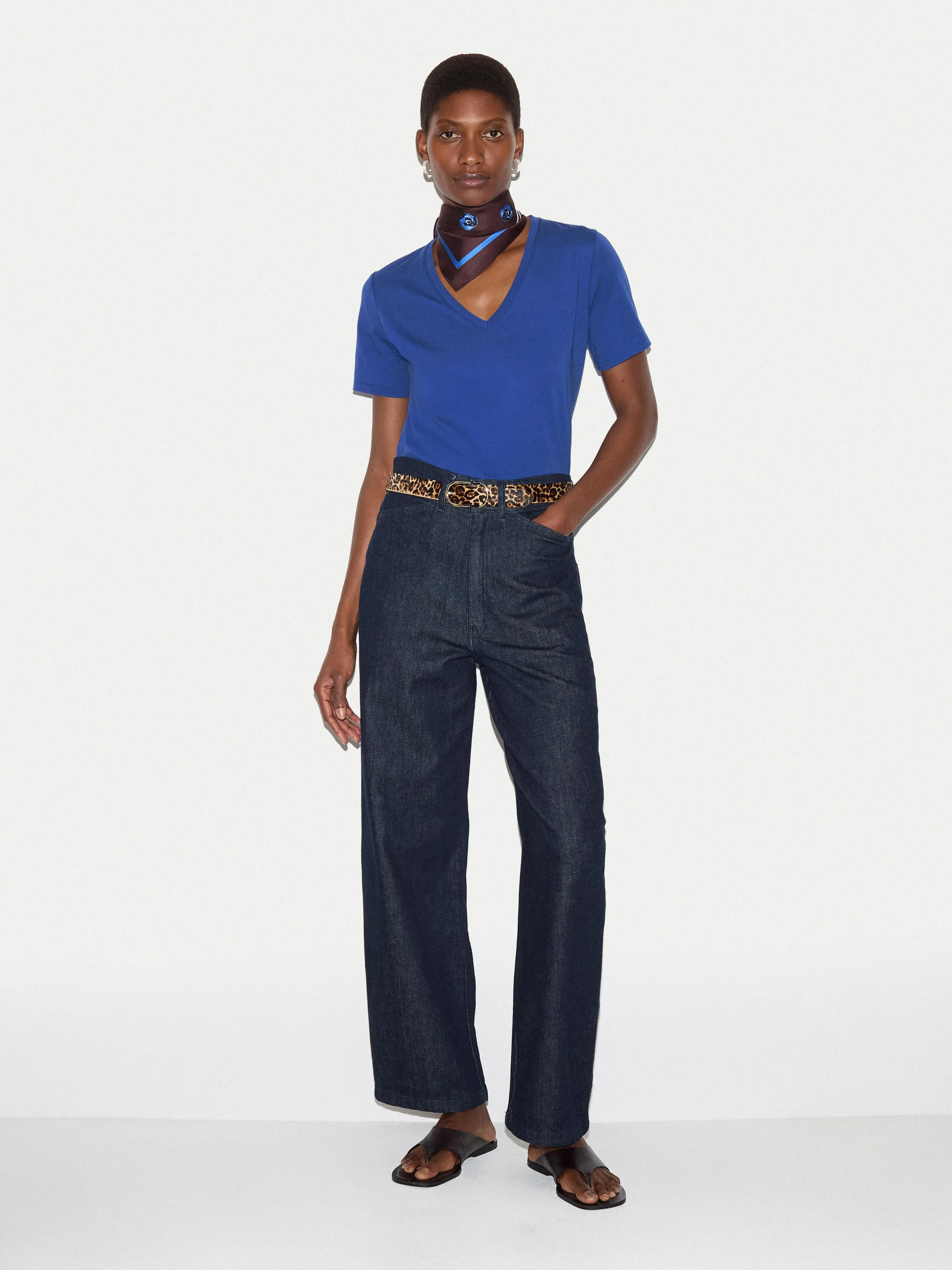 Supima Cotton V Neck T-shirt | Poppy Blue sold by Jigsaw product image thumbnail 2
