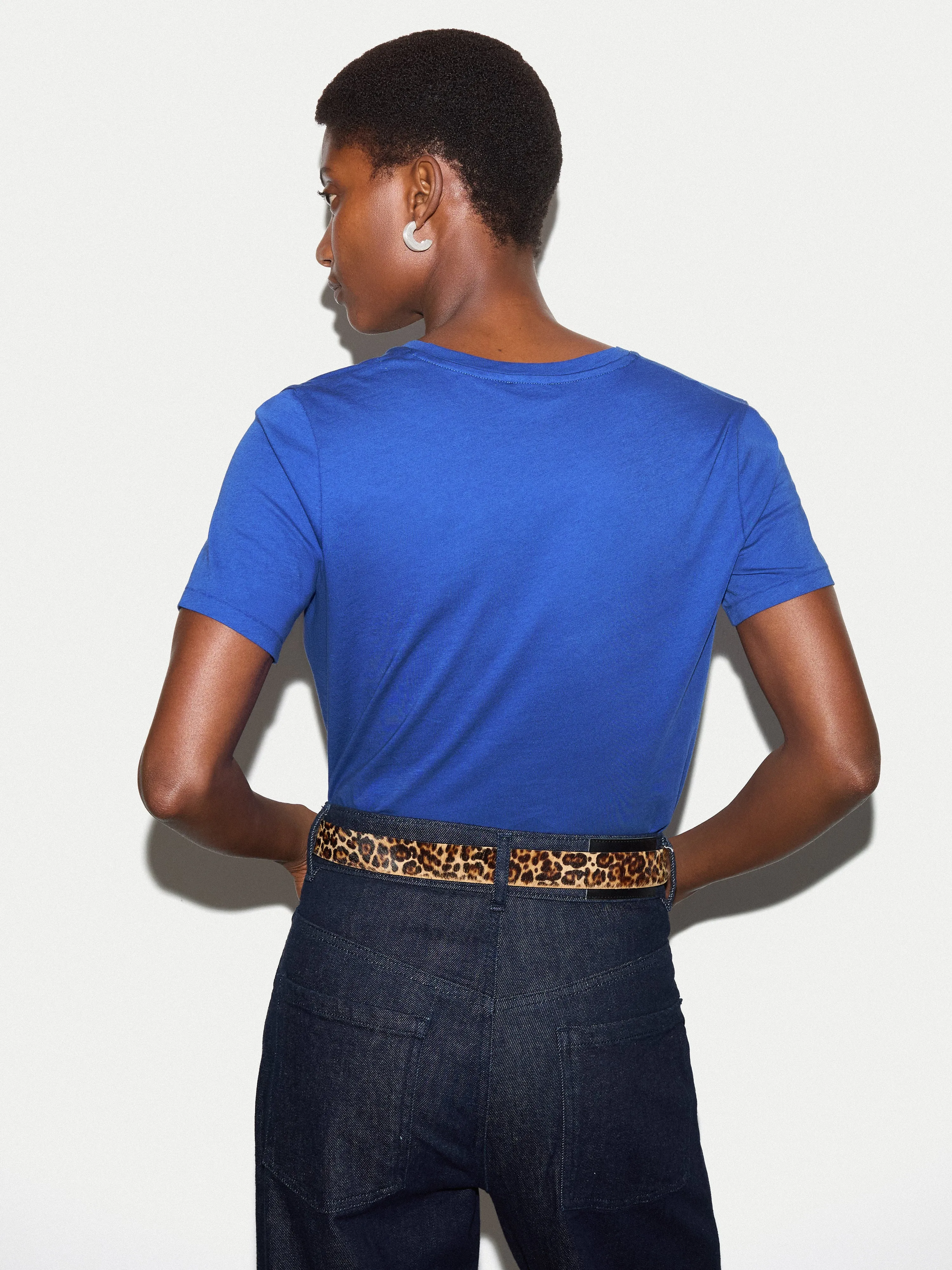 Supima Cotton V Neck T-shirt | Poppy Blue sold by Jigsaw product image thumbnail 4
