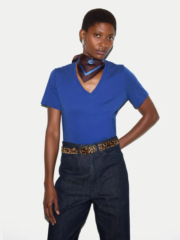 Supima Cotton V Neck T-shirt | Poppy Blue made by Jigsaw