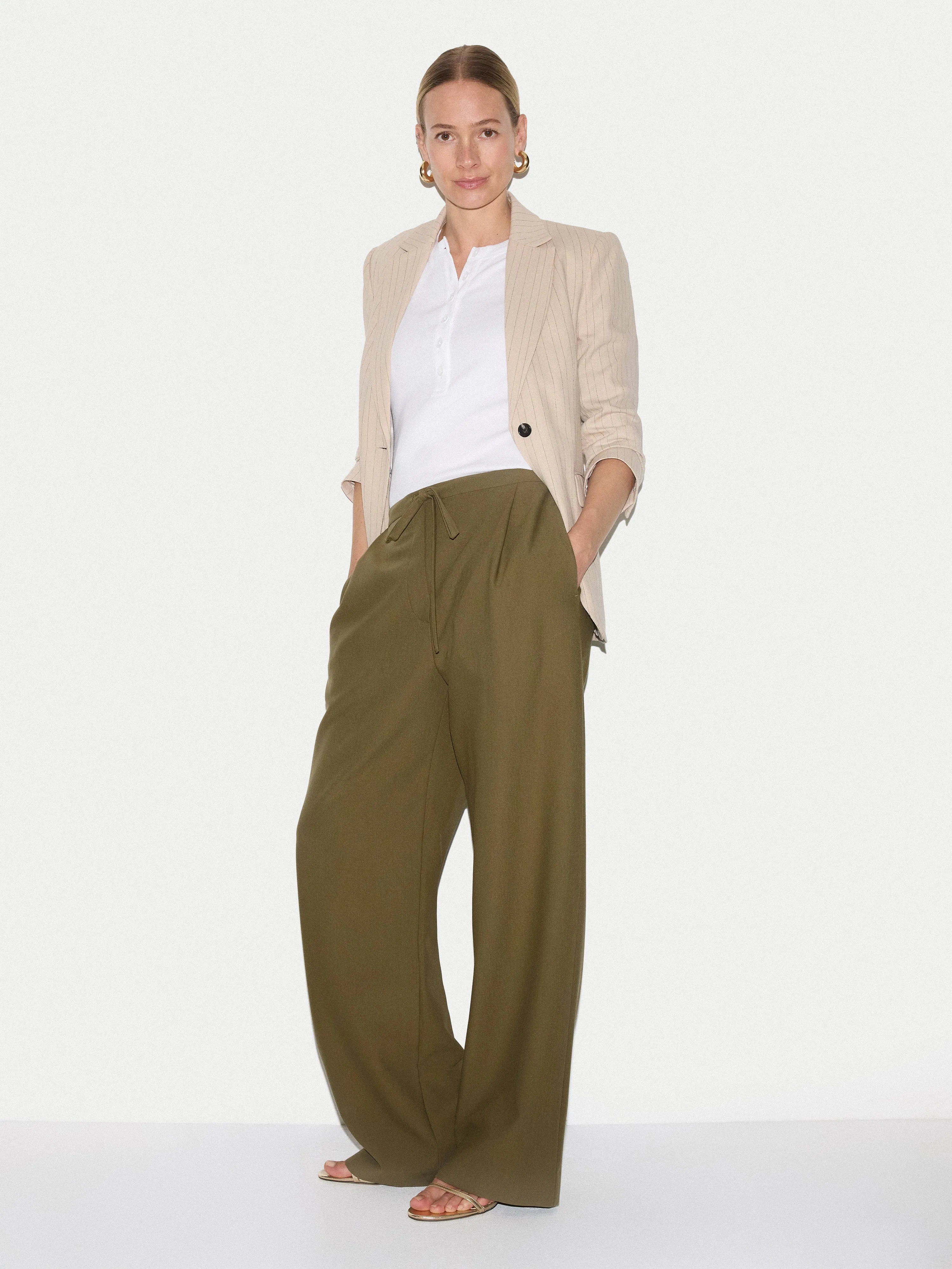 Tailored Drawstring Trouser | Green sold by Jigsaw product image thumbnail 3