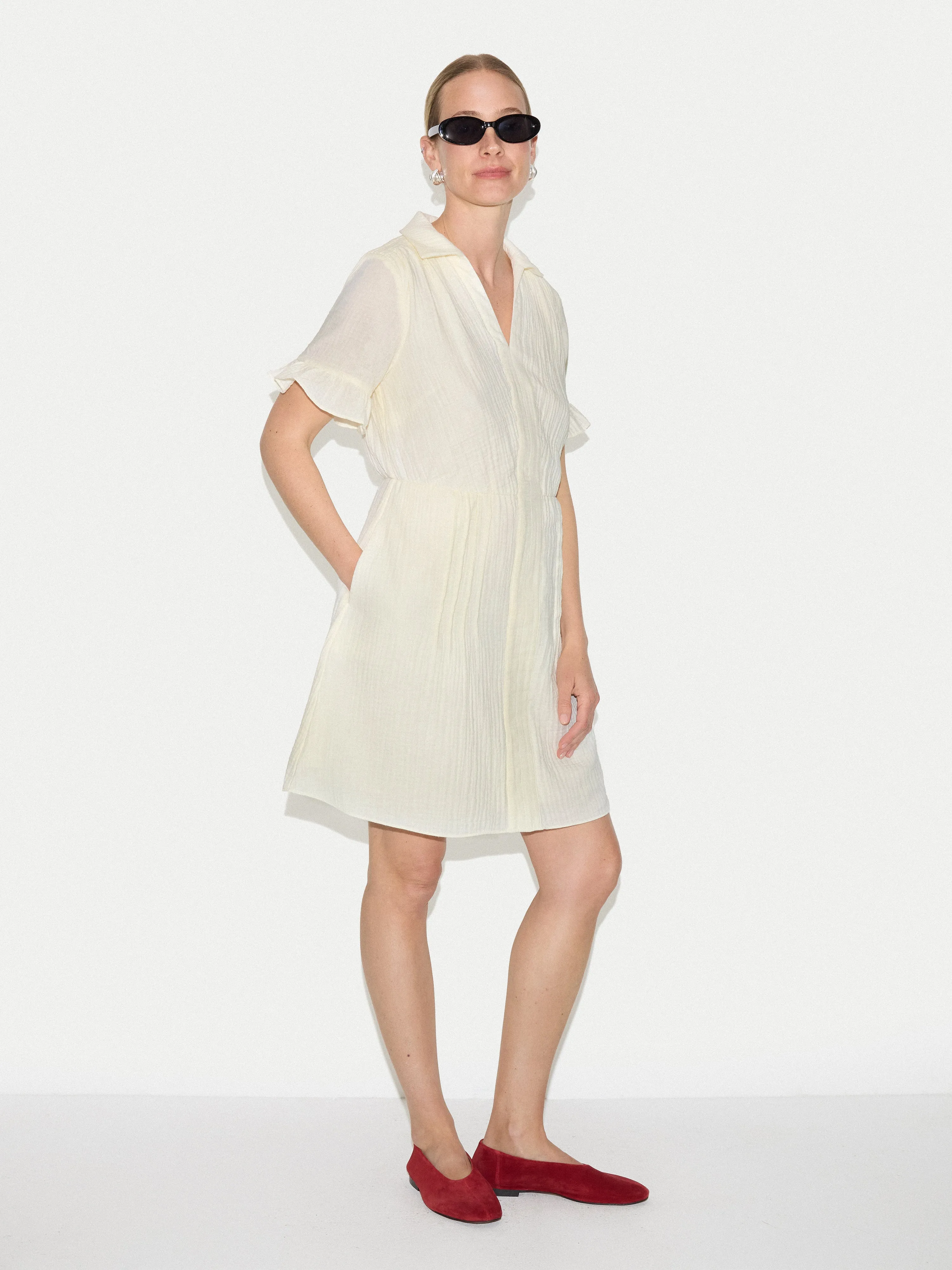 Cheesecloth Mini Dress | Cream sold by Jigsaw