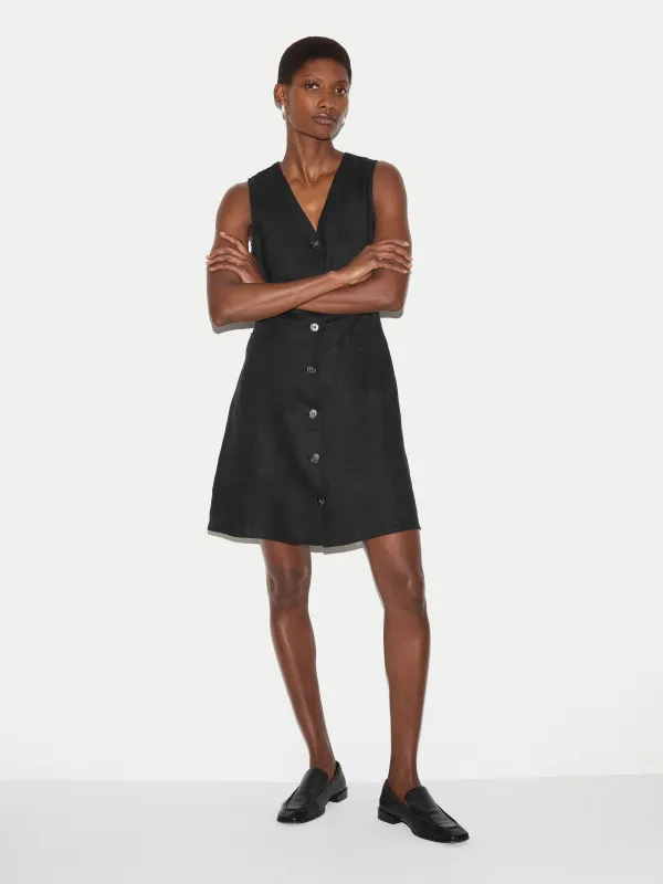 Linen Waistcoat Mini Dress | Black made by Jigsaw